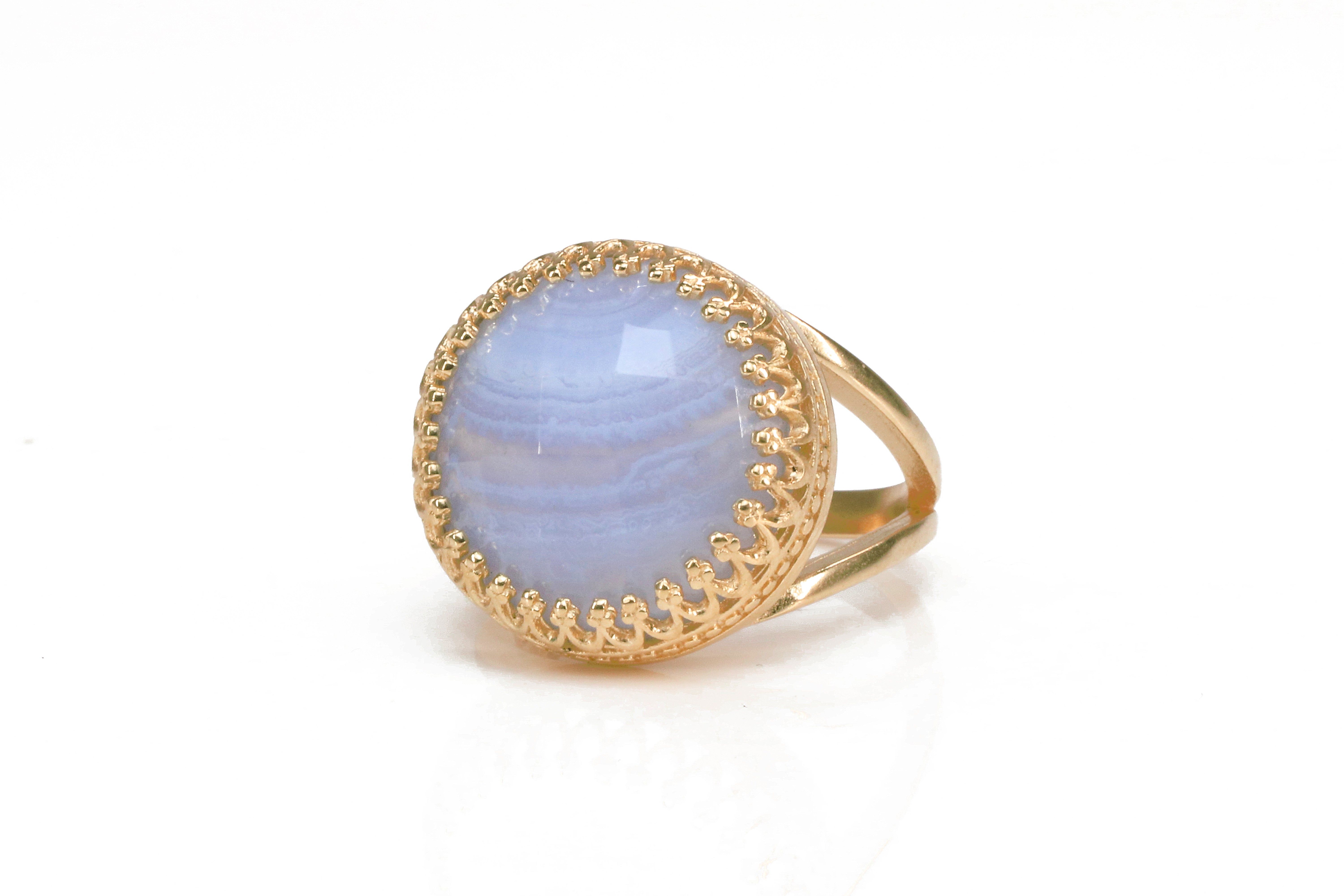 Adorable Lace Agate in 14K Rose Gold Ring Rings Anemone Jewelry