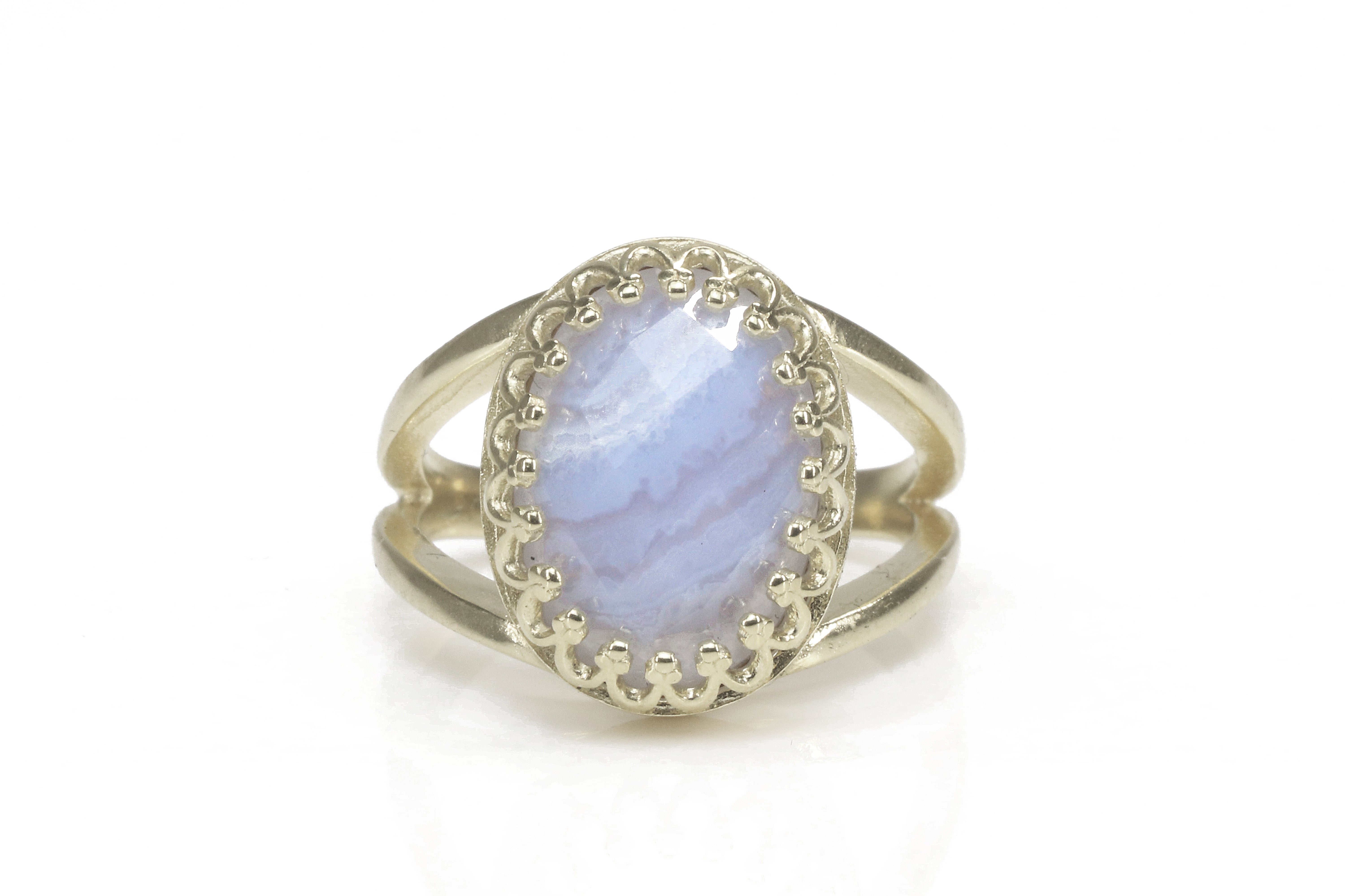 Lovely Oval Blue Lace Agate Sterling Silver Ring Rings Anemone Jewelry