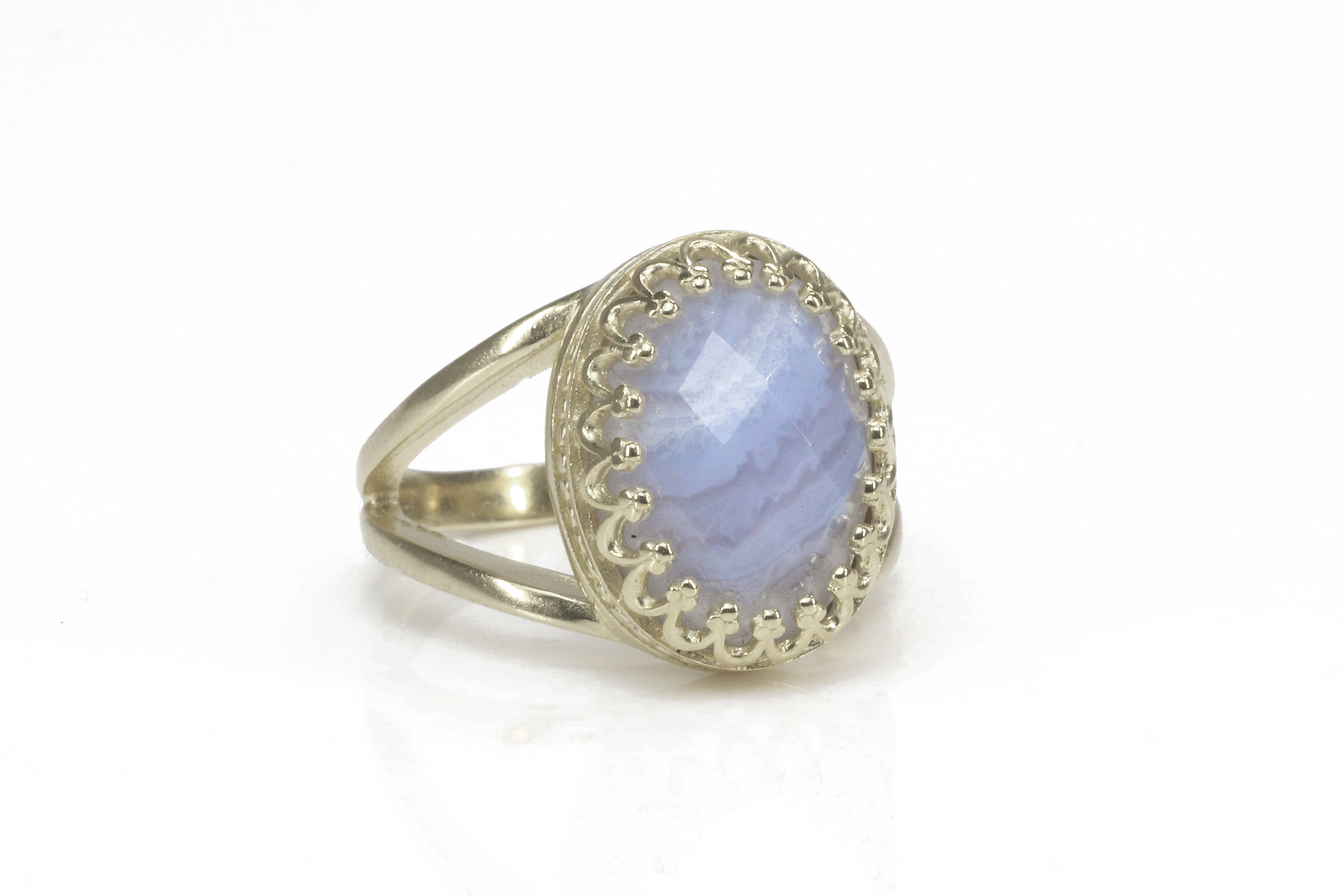 Lovely Oval Blue Lace Agate Sterling Silver Ring Rings Anemone Jewelry