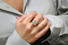 Elegant Square Aquamarine 925 Sterling Silver Ring Rings Anemone Jewelry