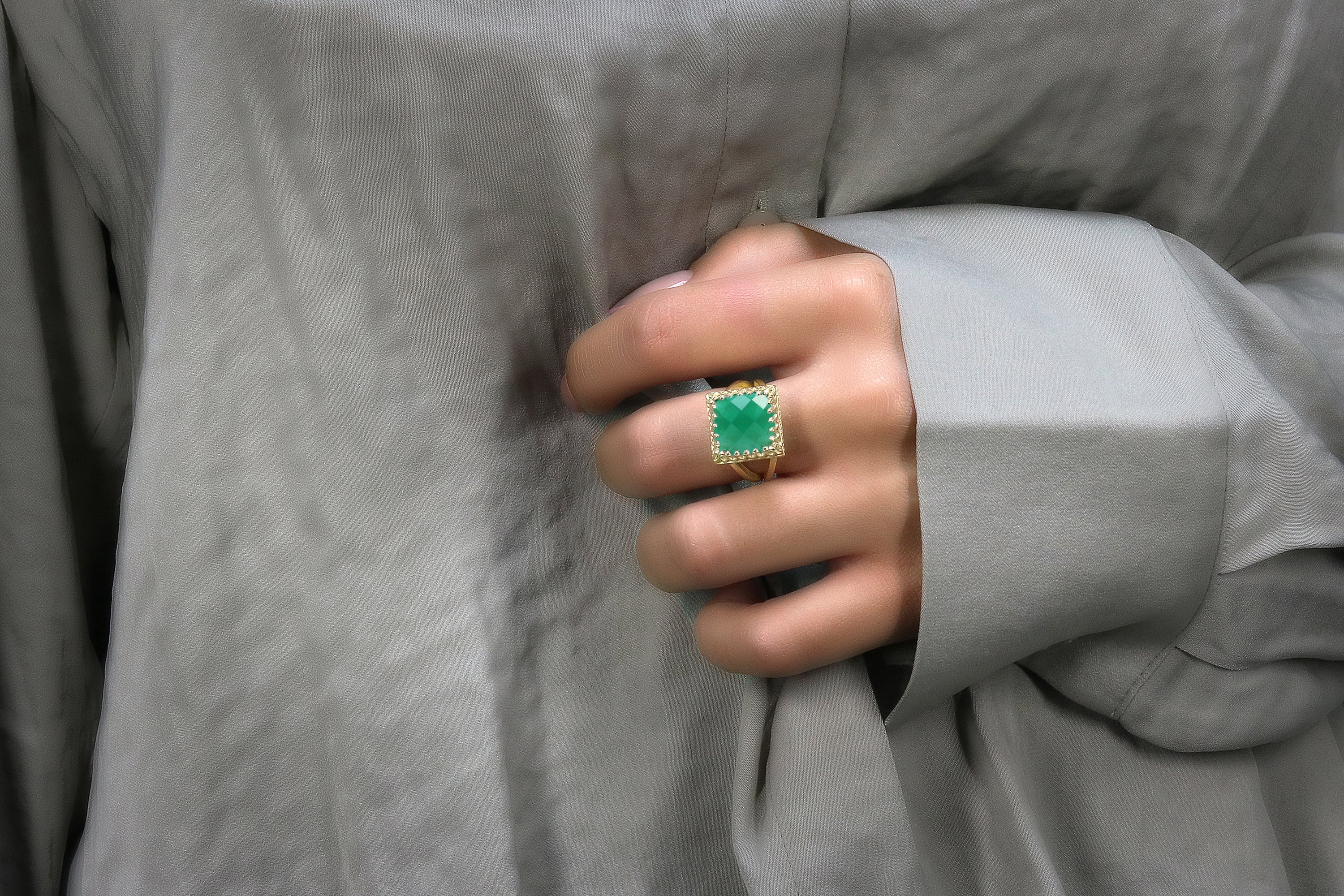 Green Onyx in 14K Rose Gold-filled Ring Band Rings Anemone Jewelry