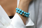 Turquoise Beaded Gold Bracelet with Brushed Gold Bead Bracelets Anemone Jewelry
