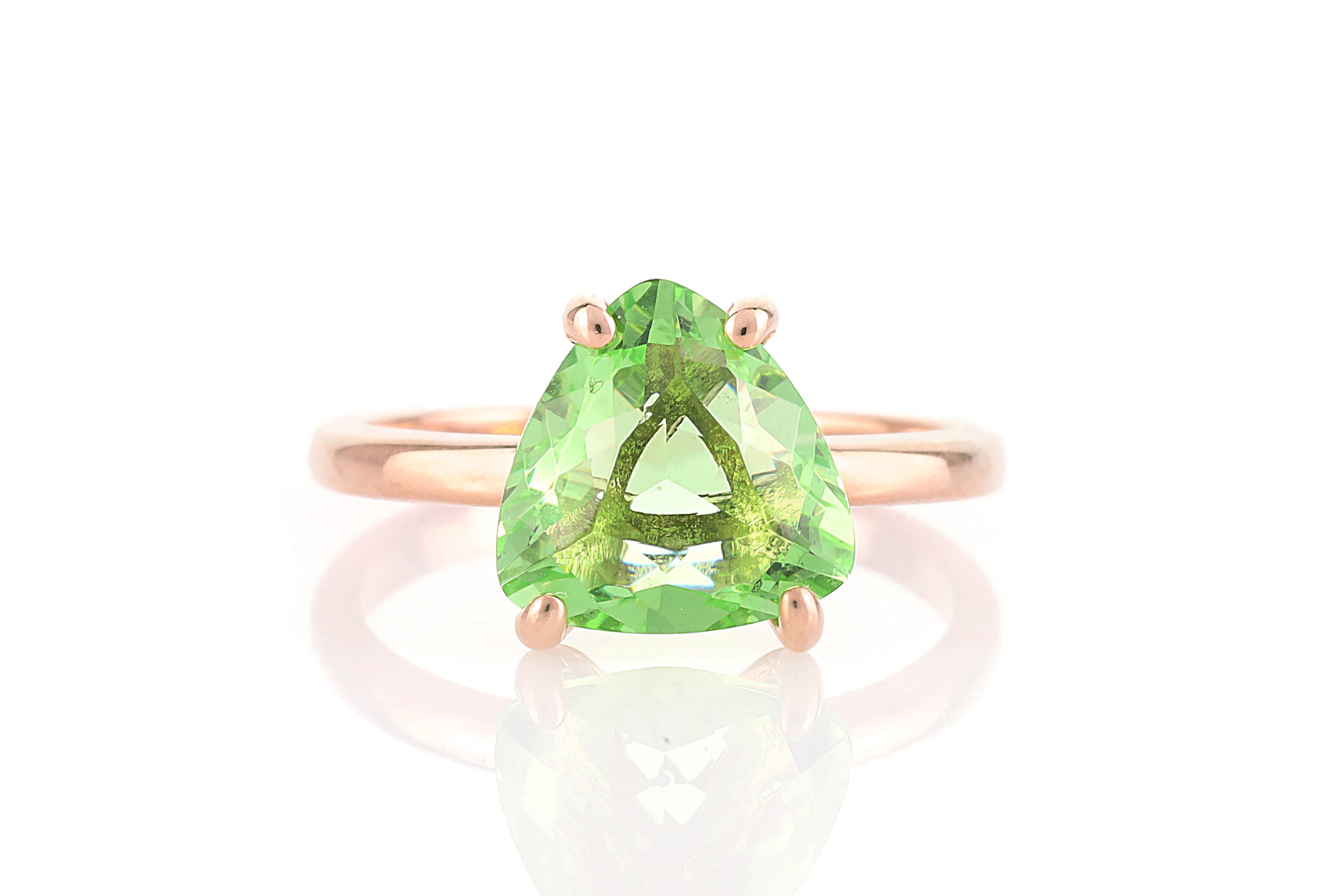 Green Tourmaline Trillion Gemstone Gold Ring Rings Anemone Unique