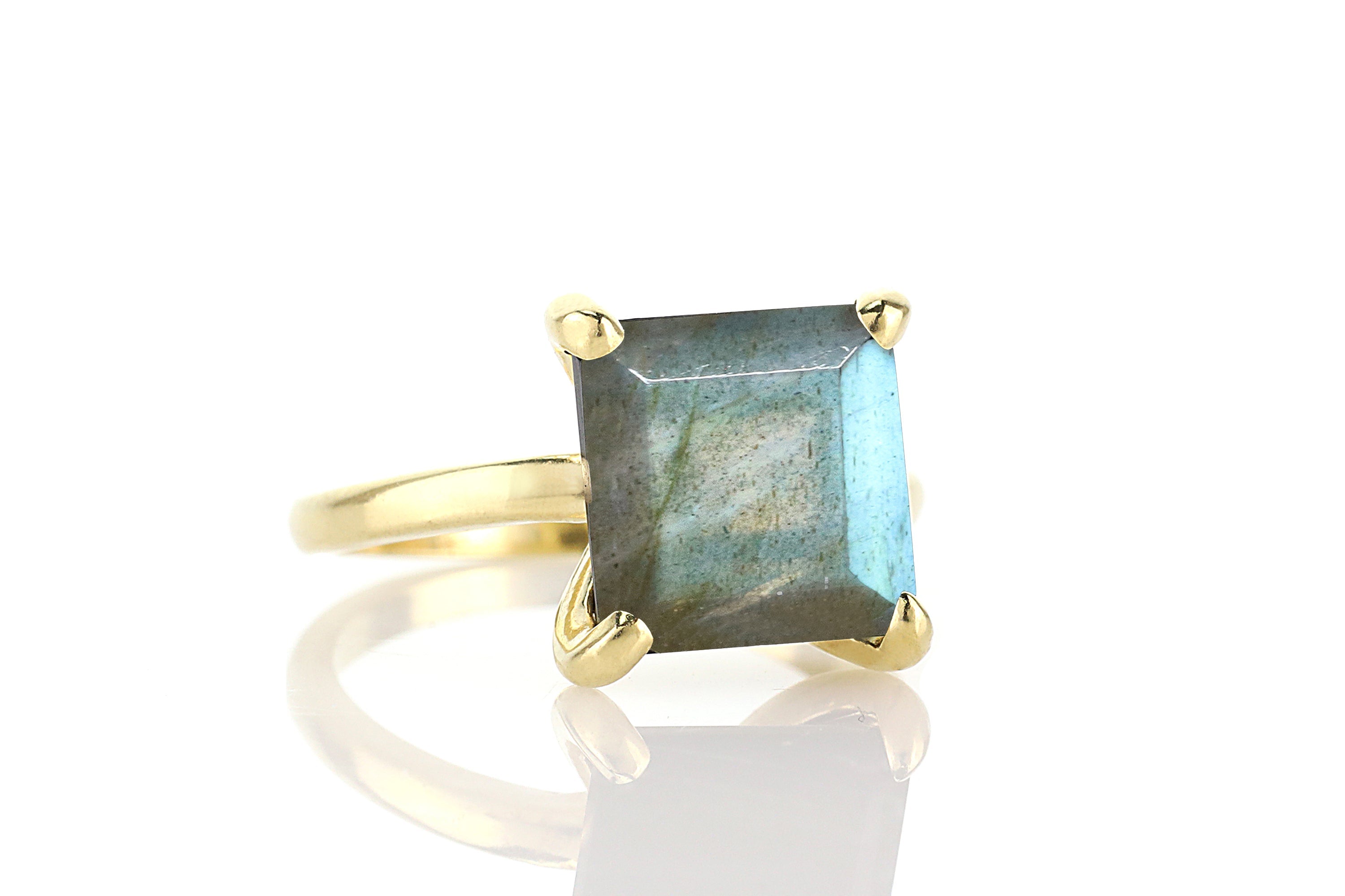 Luminescent Labradorite Stone Gold Ring Rings Anemone Unique