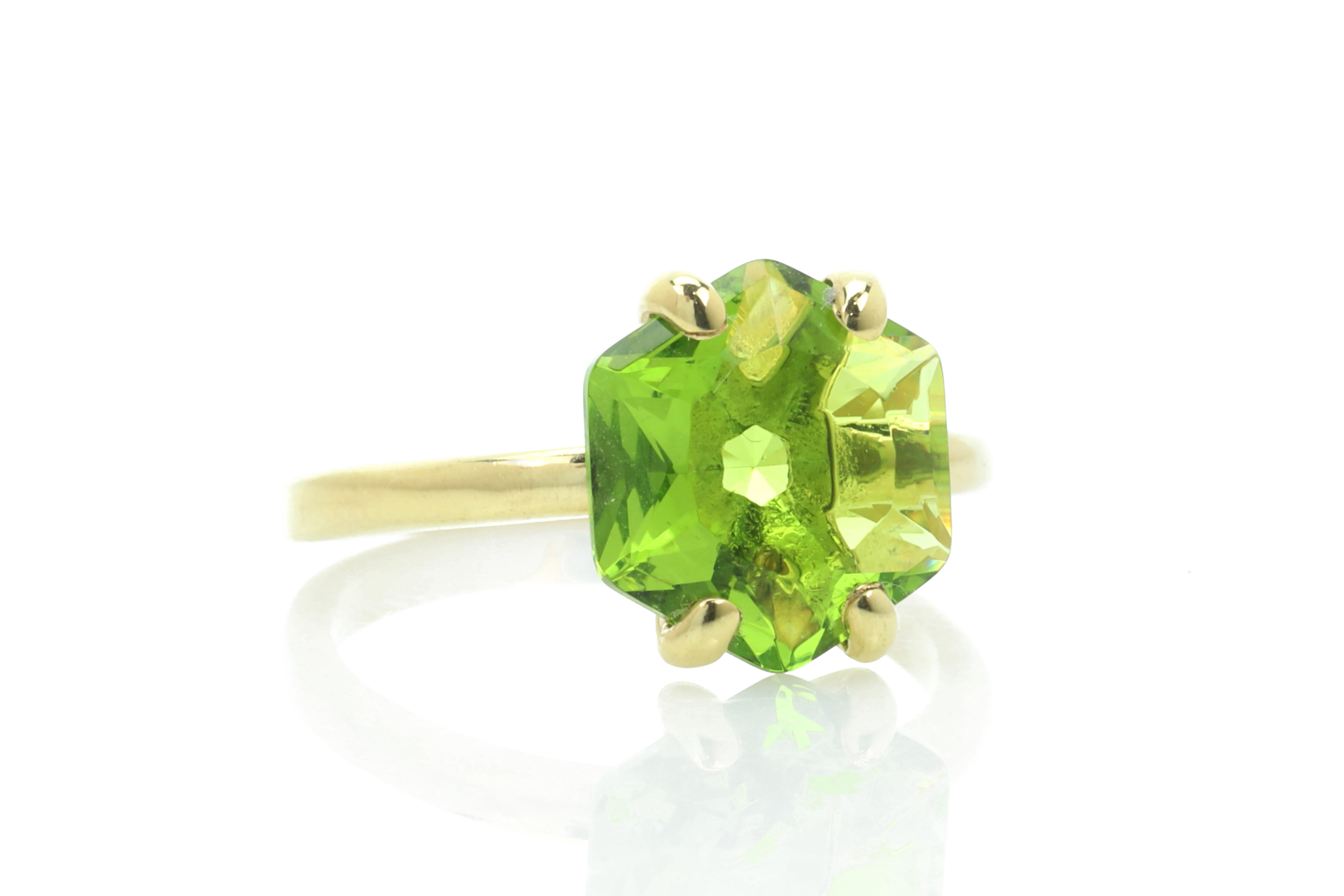 Handmade Statement Peridot Gold Rings Rings Anemone Unique