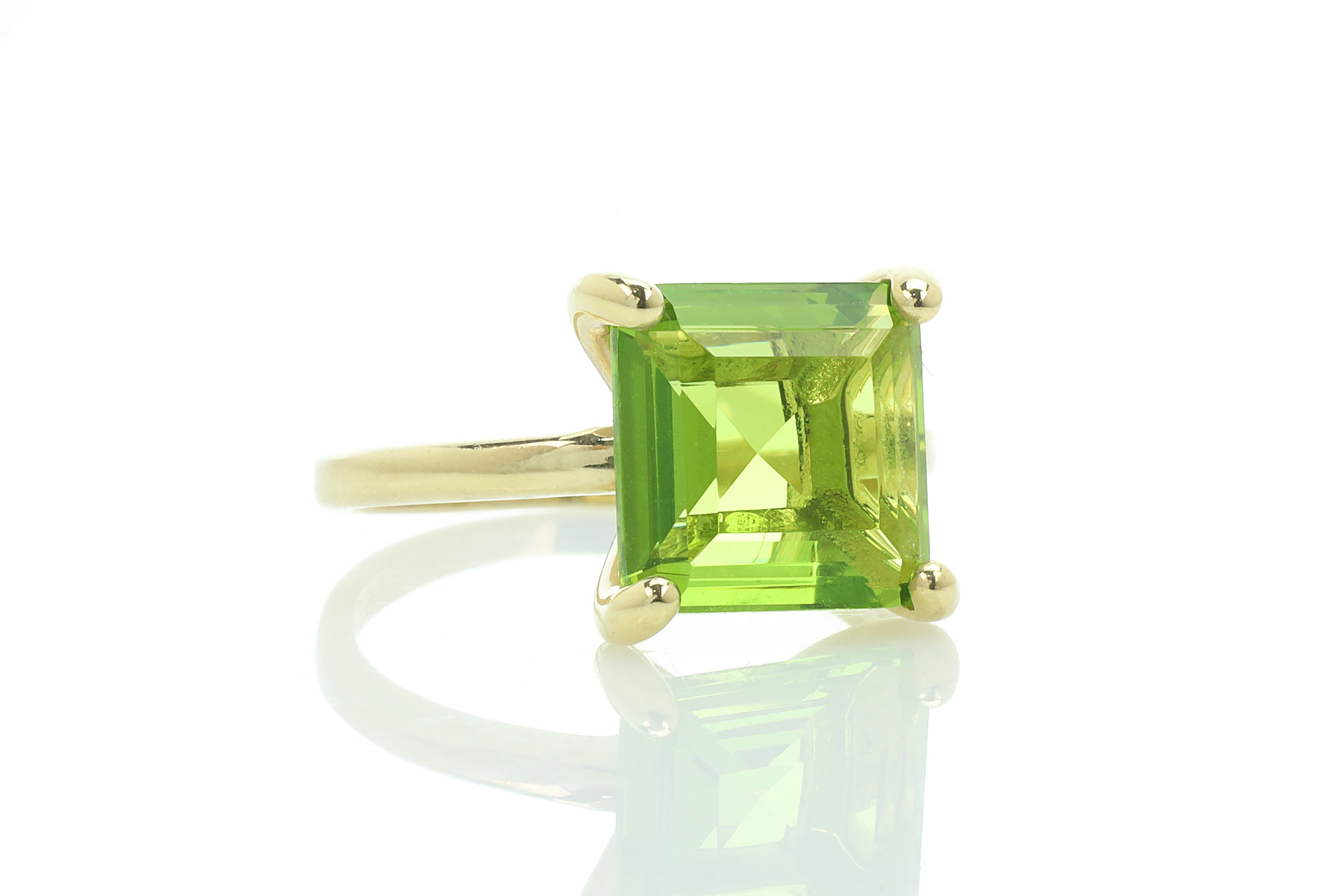 Charming Square Gold Peridot Ring for Women Rings Anemone Unique