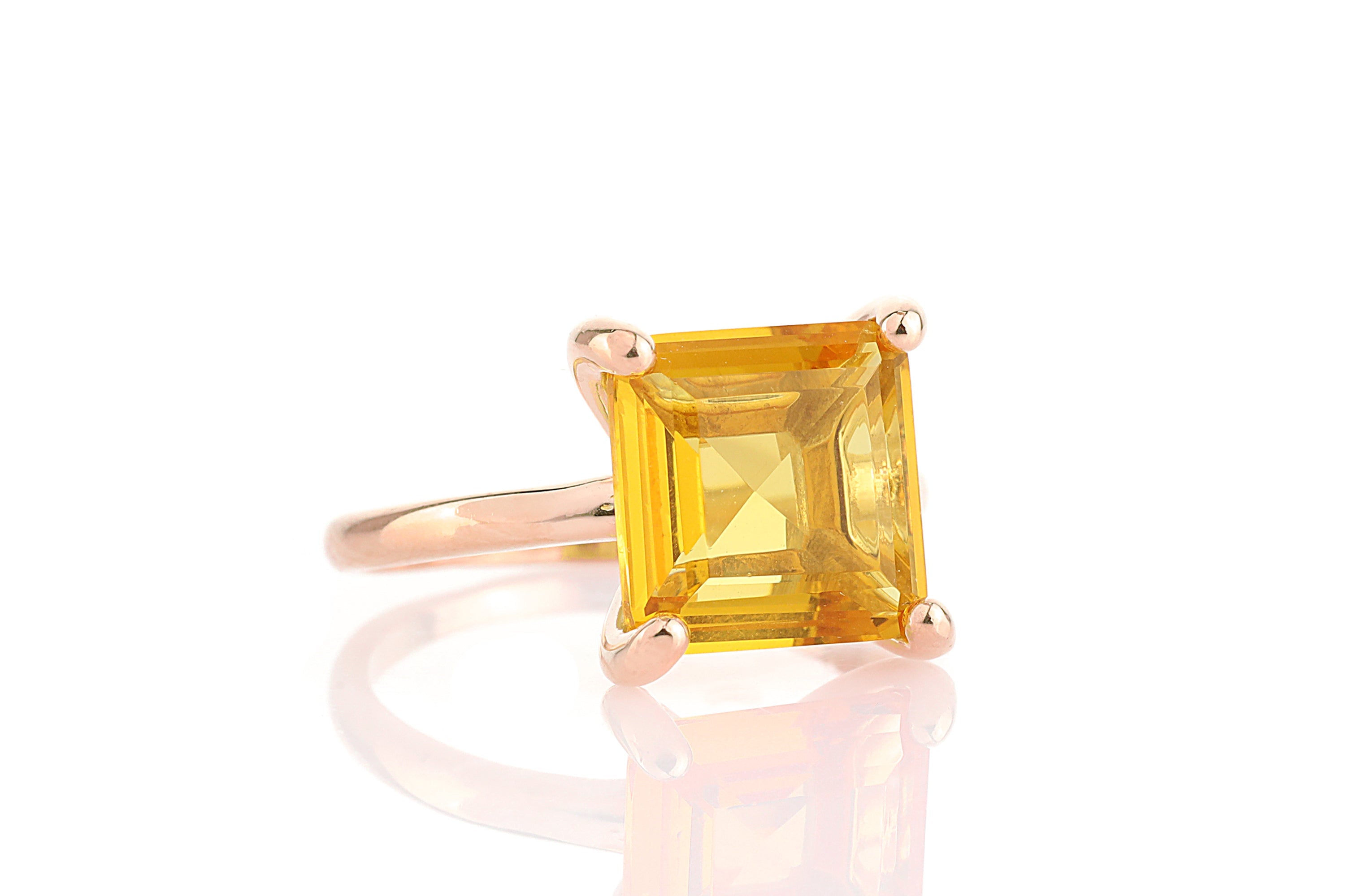 Yellow Citrine Ring in Rose Gold Rings Anemone Unique