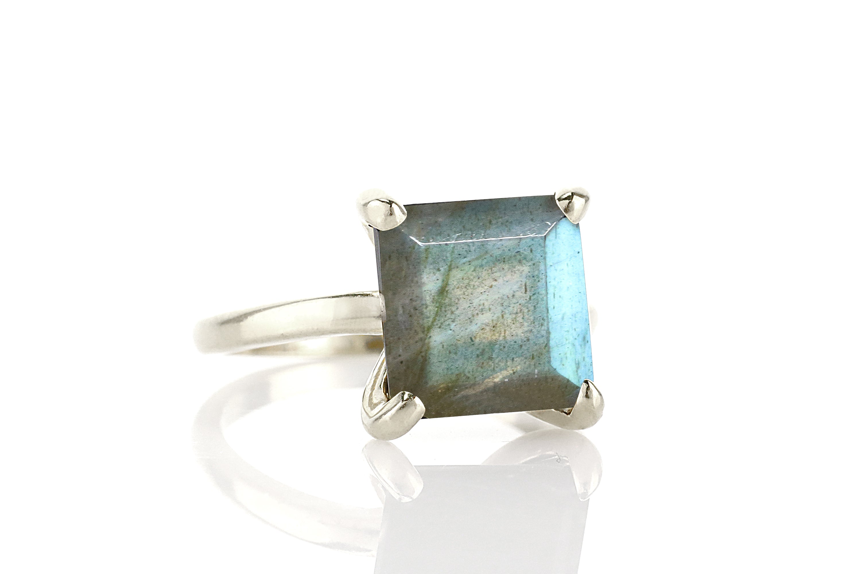 Artisanal 925 Sterling Silver Labradorite Ring Rings Anemone Unique