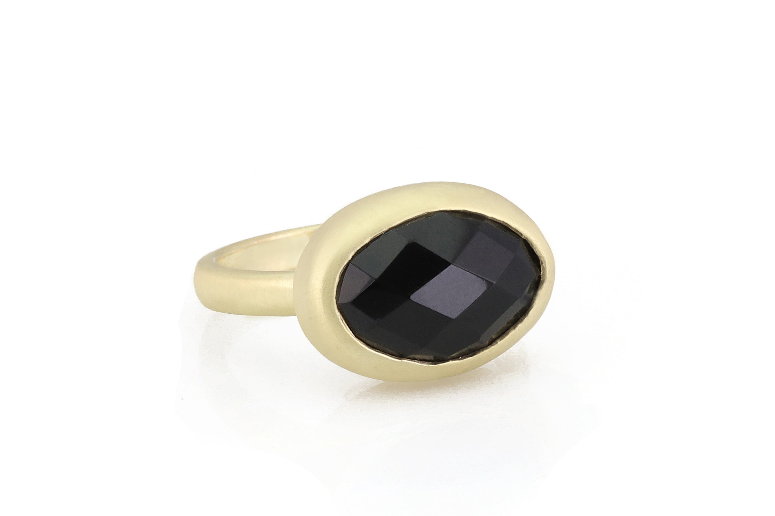 Oval Cut Bezel Black Onyx Gold Ring Rings Anemone Limited