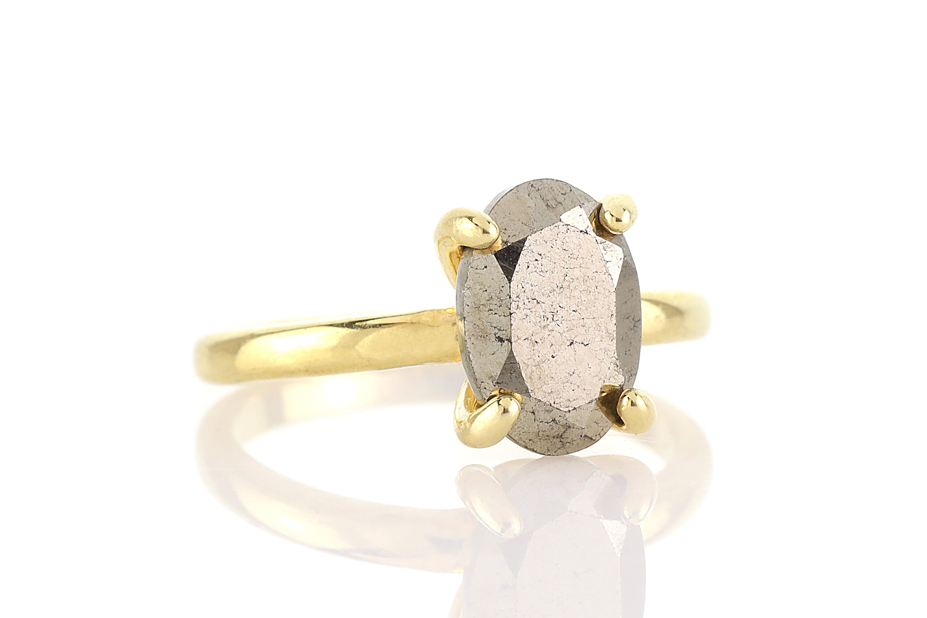 Delicate Pyrite Crystal Stone Ring in Gold Rings Anemone Unique