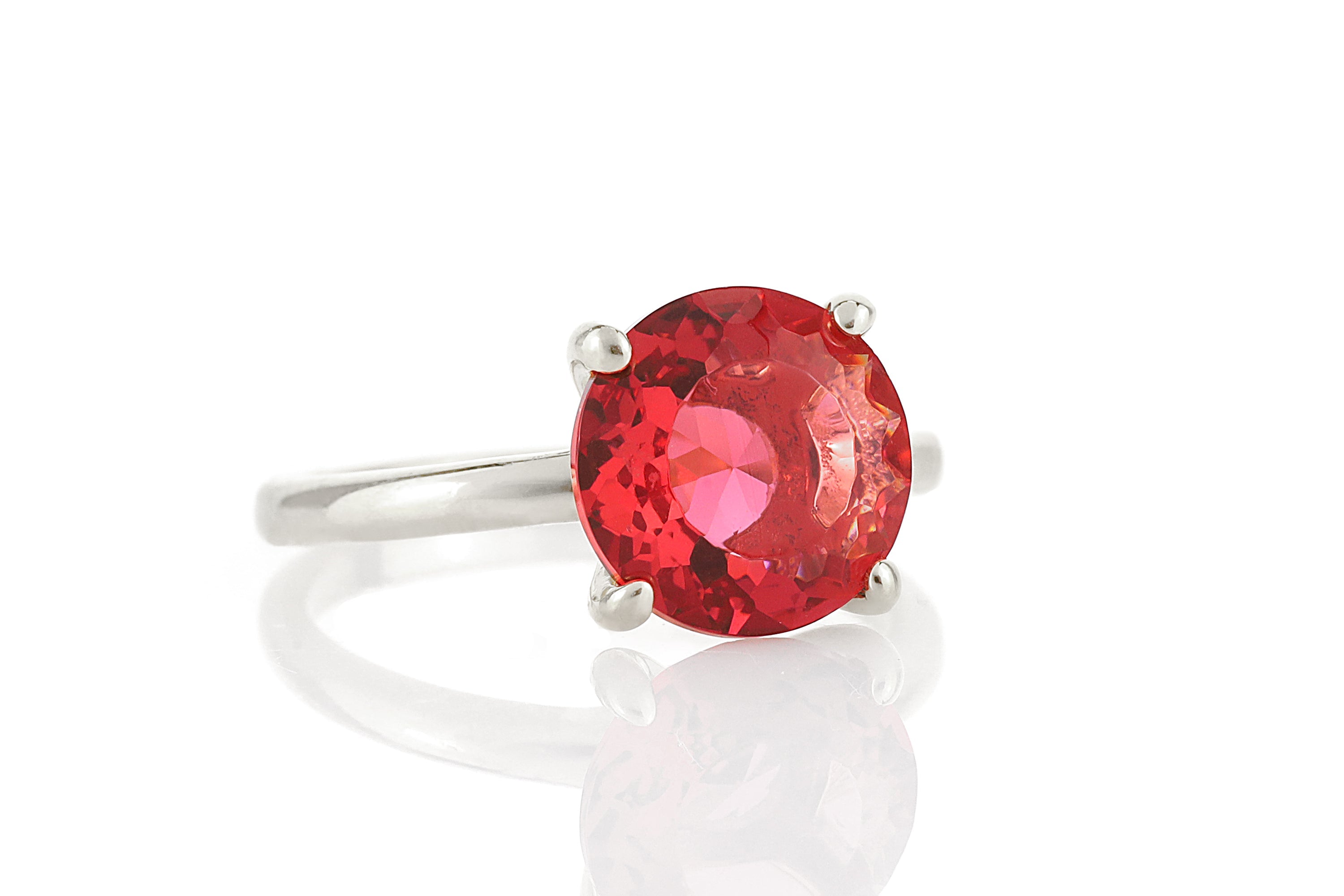 Pink Tourmaline Sterling Silver Round Gemstone Ring Rings Anemone Unique