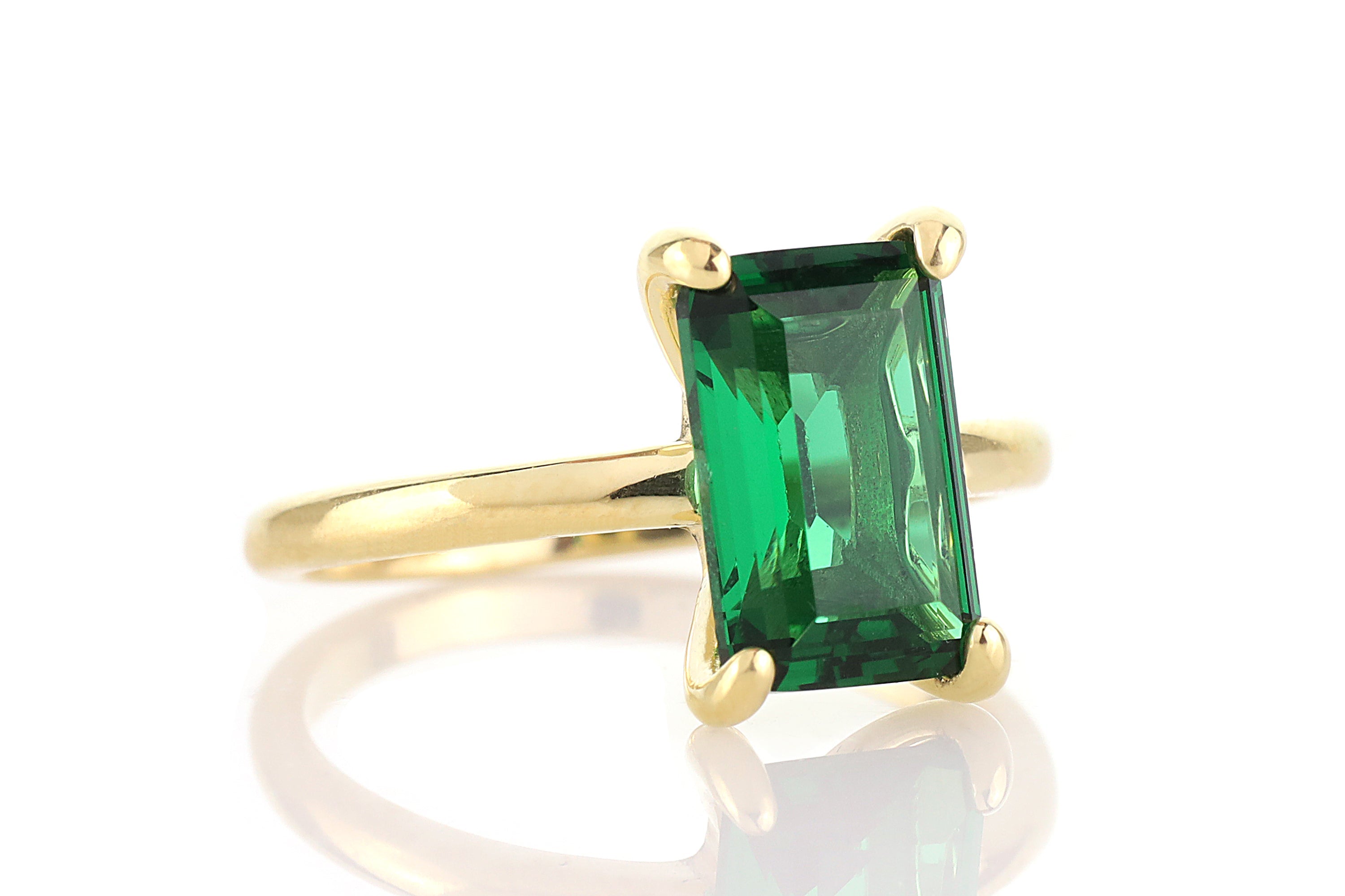 Rectangle Emerald Engagement Gold Ring Rings Anemone Unique