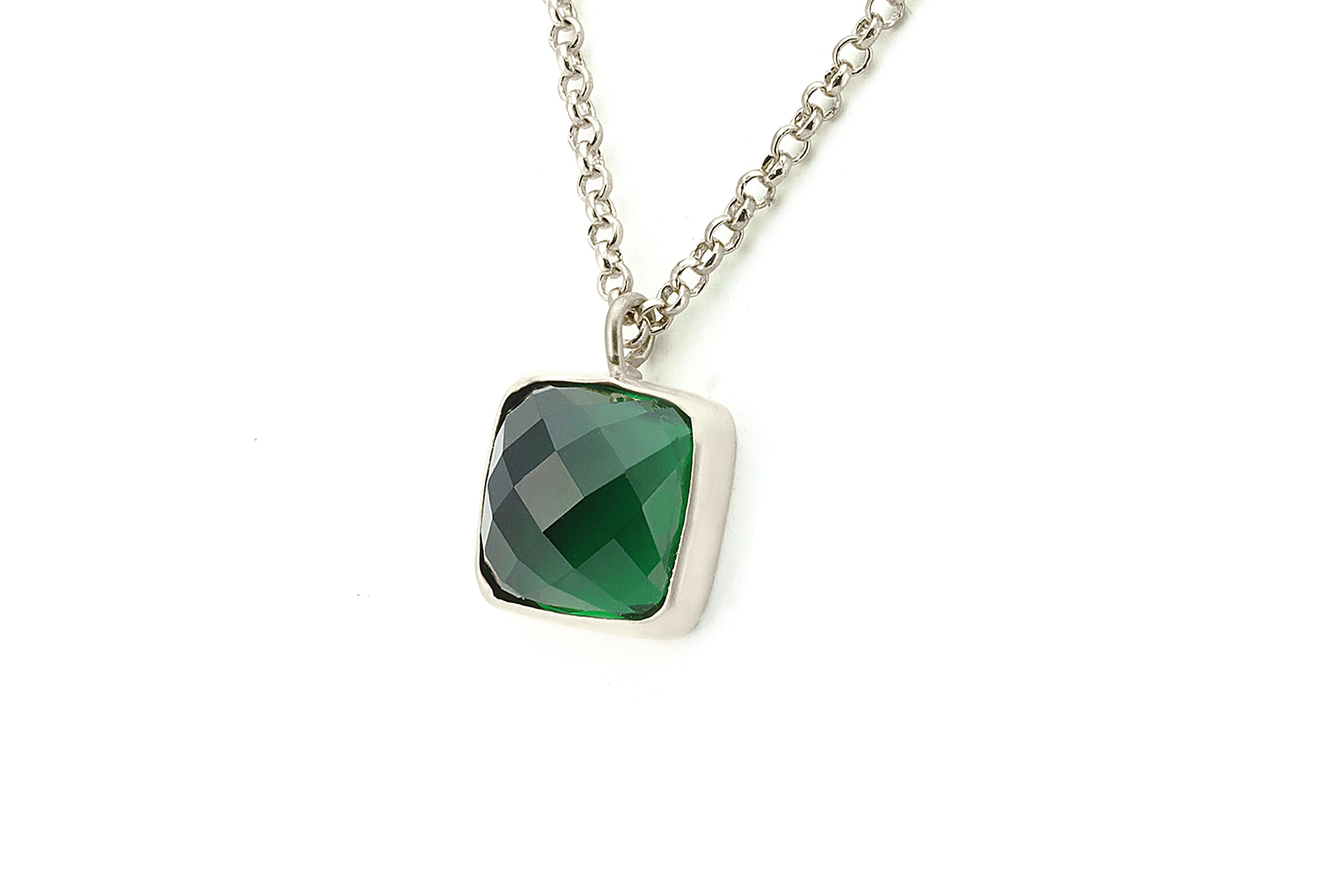 Square Emerald Pendant Bezel Set Gold Necklace necklaces Anemone Limited