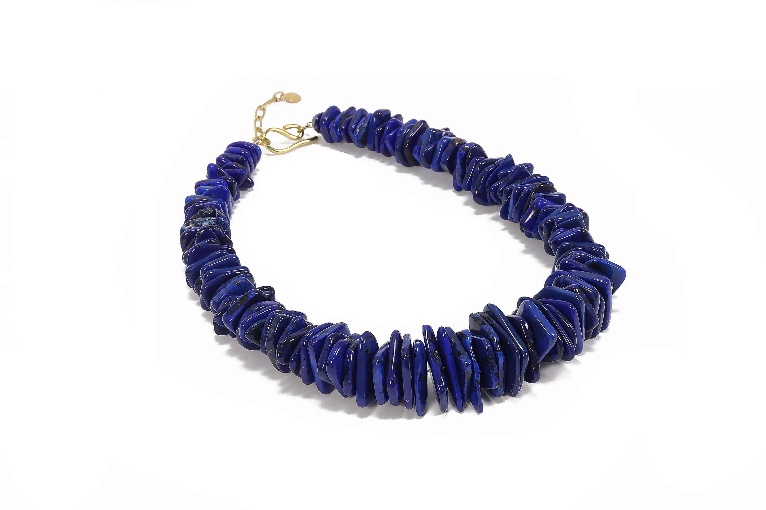 Big Slices Lapis Lazuli Beaded Gold Necklace necklaces Anemone Jewelry