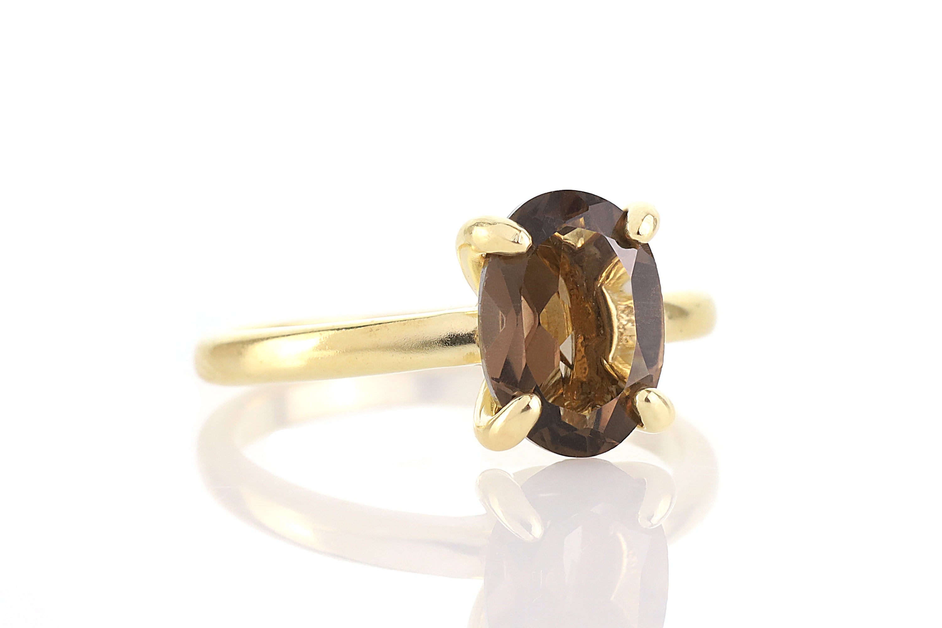 Smoky Quartz Prong Ring in Gold Rings Anemone Unique