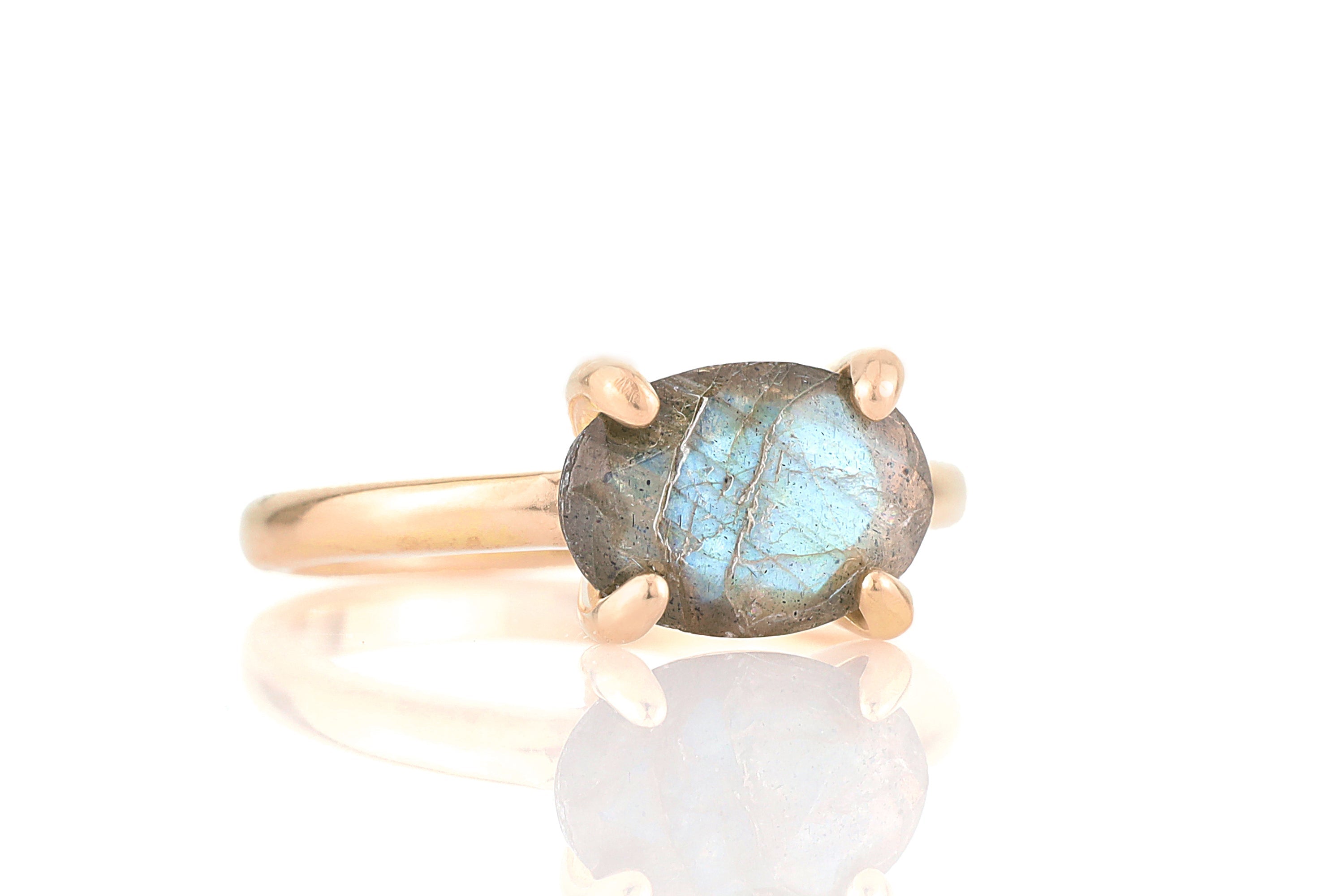 Labradorite Crystal Rose Gold Ring Rings Anemone Unique