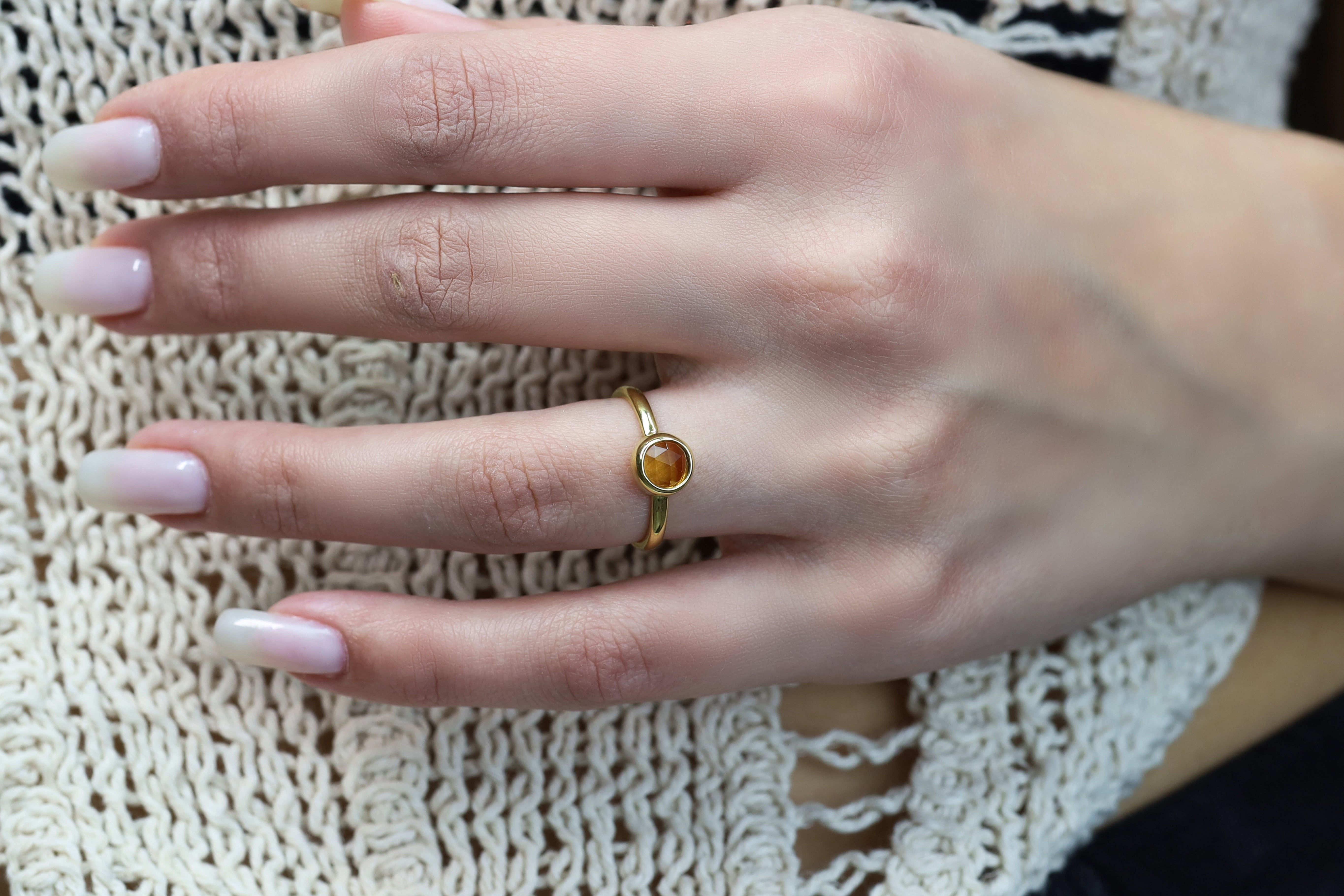 Citrine Bezel Set Delicate Engagement Sterling Silver Ring Rings Anemone Limited