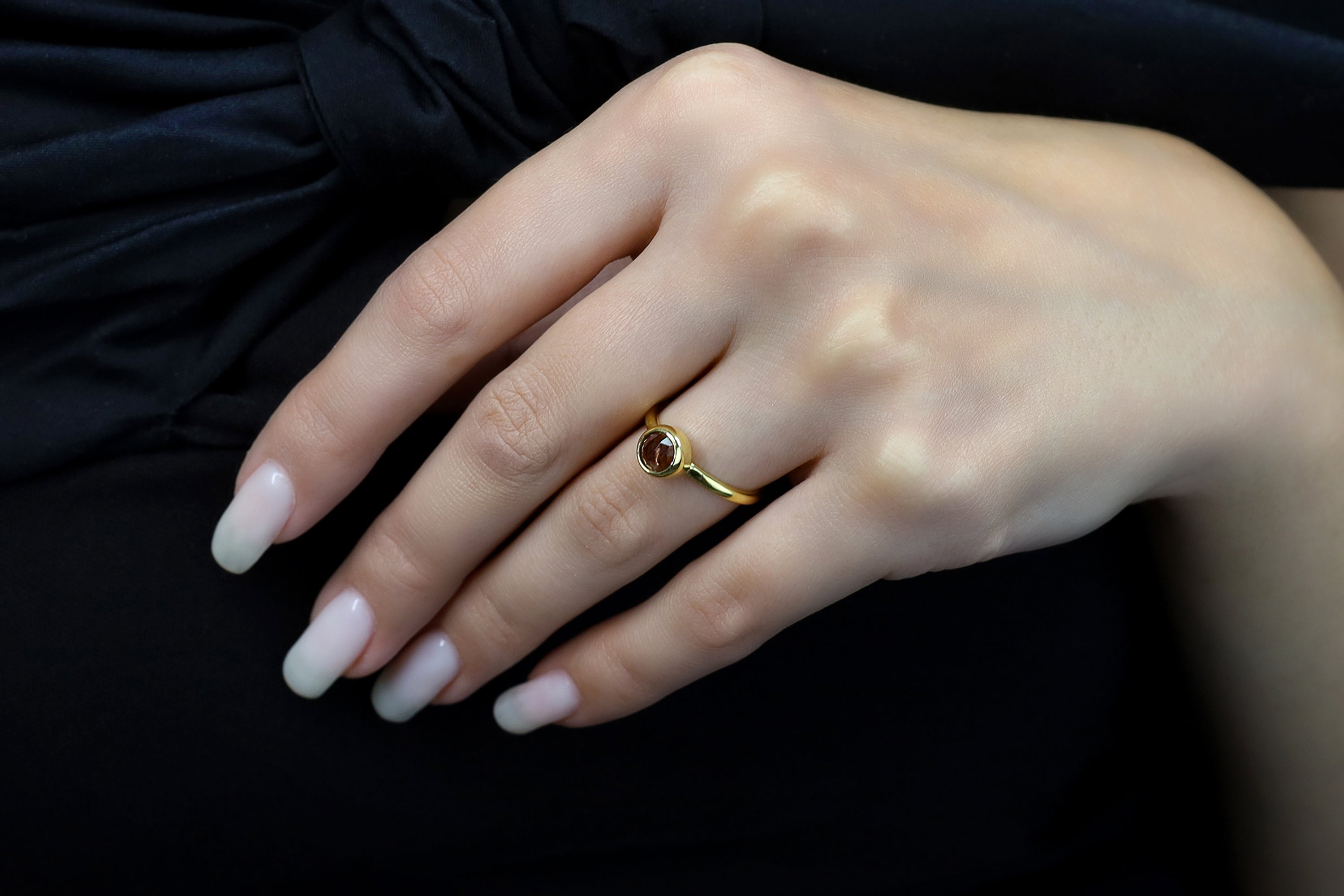Gold Filled Smoky Quartz Bezel Set Ring Rings Anemone Limited