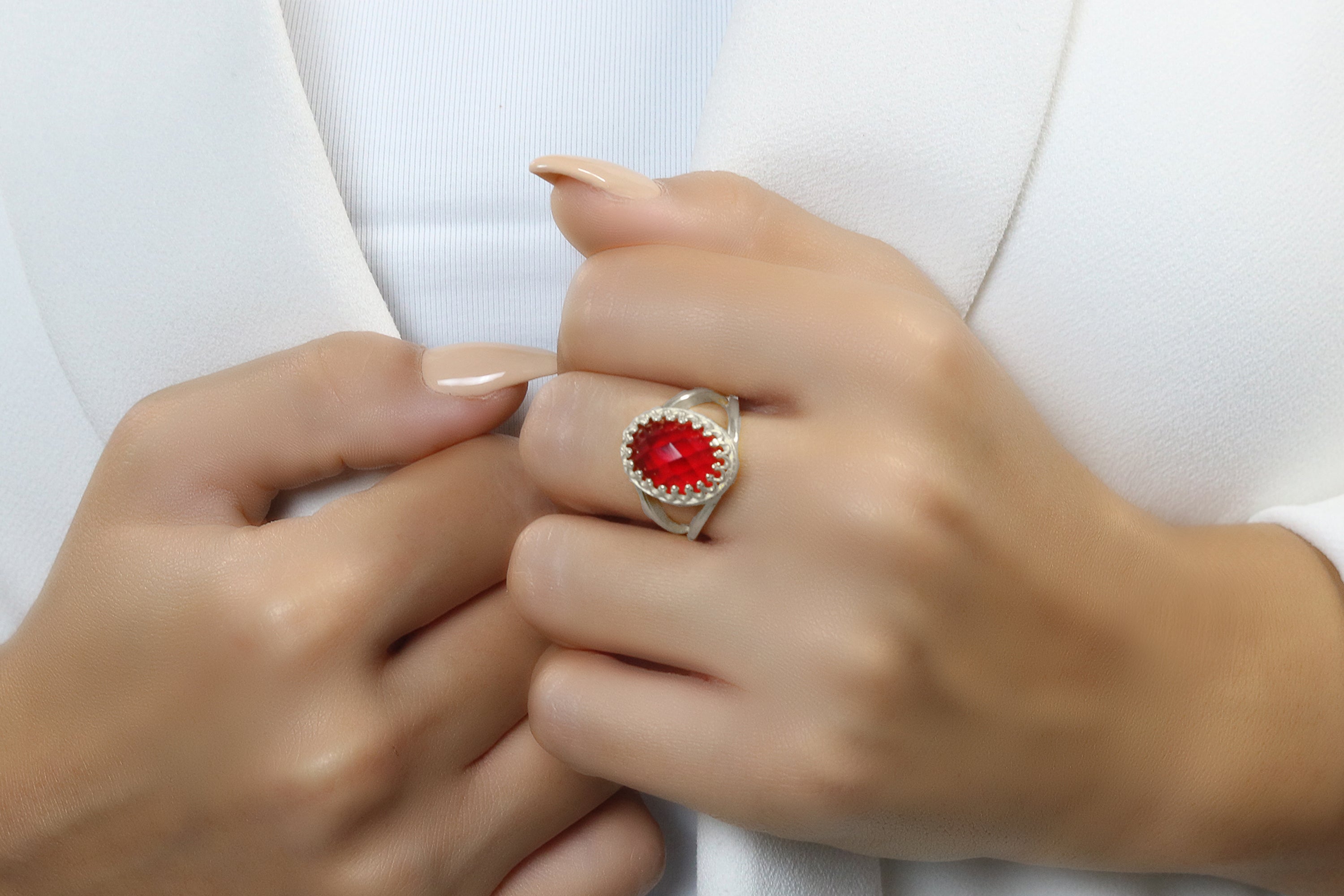 Oval Ruby Gold Filled Band Ring Rings Anemone Jewelry