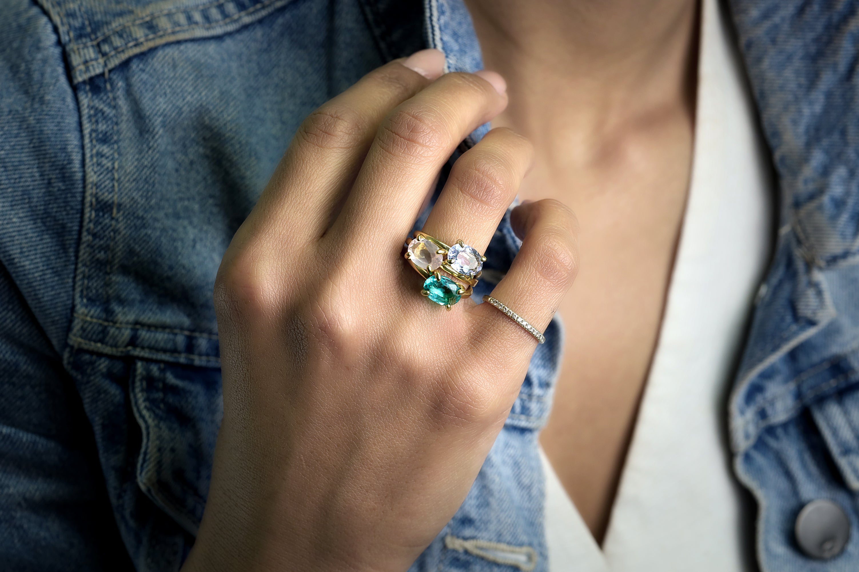 Blue Tourmaline Oval Cut Gold Ring Rings Anemone Unique