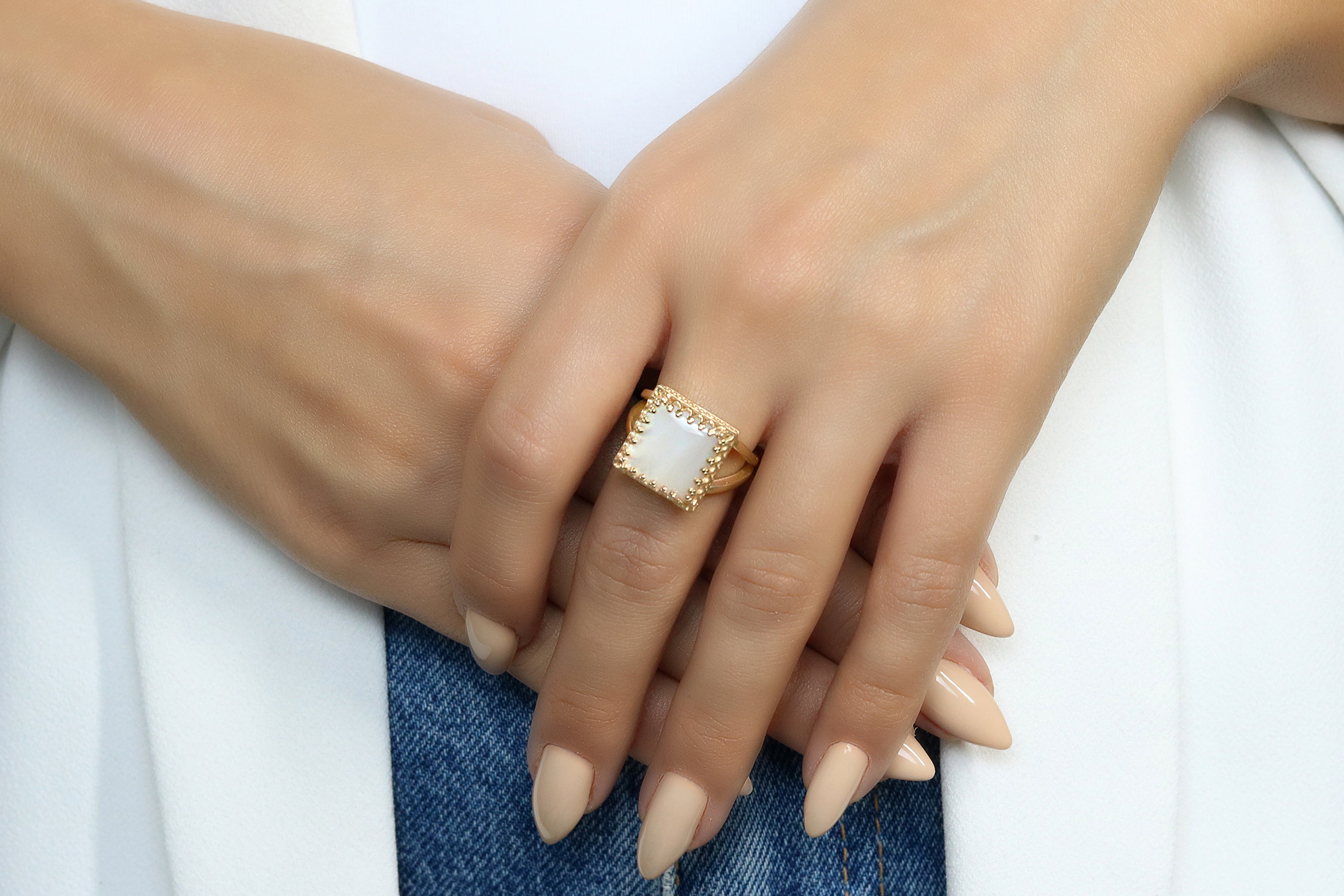Intricate Pearl Ring in Rose Gold Rings Anemone Jewelry