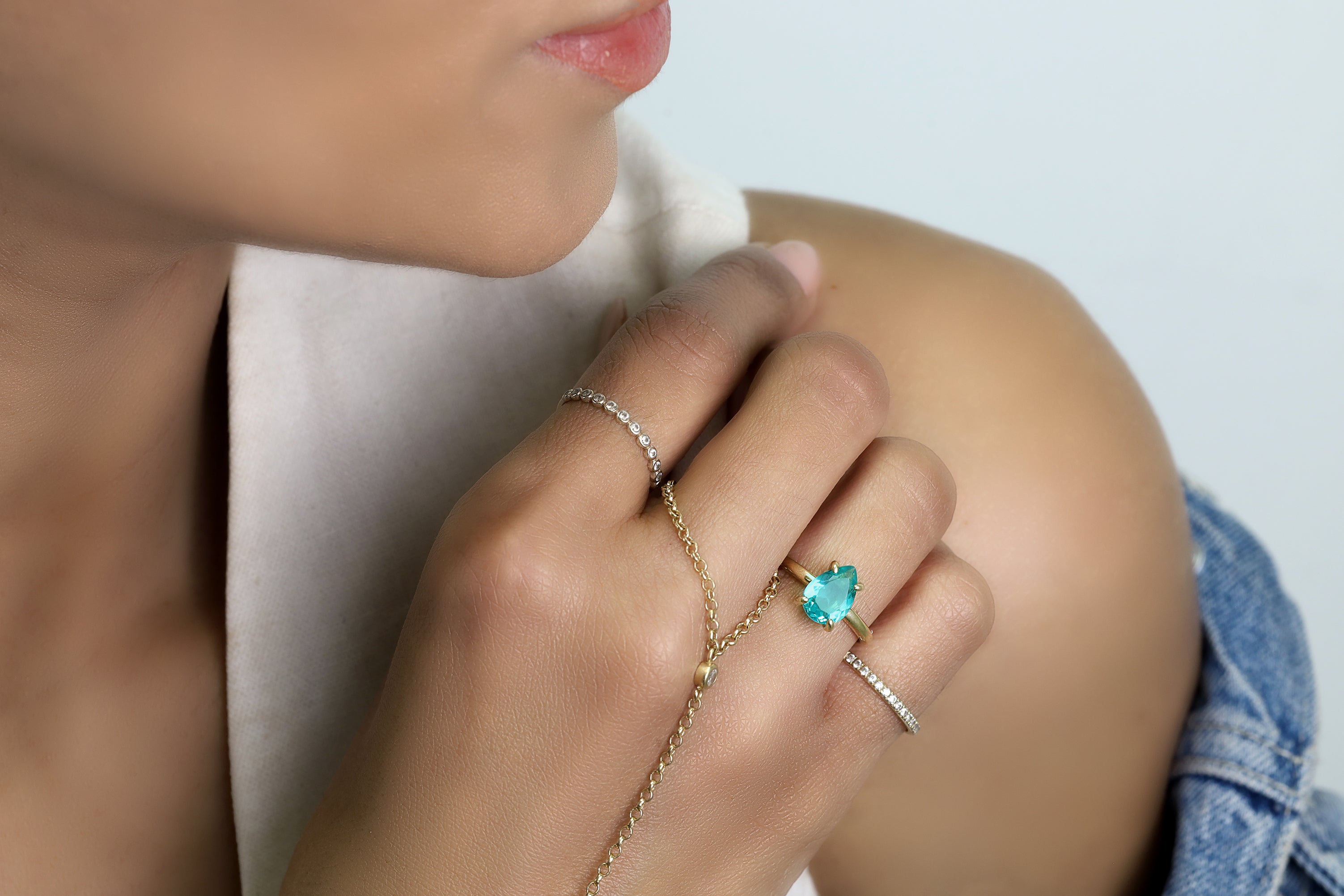 Blue Tourmaline Pear Cut Ring Rings Anemone Unique