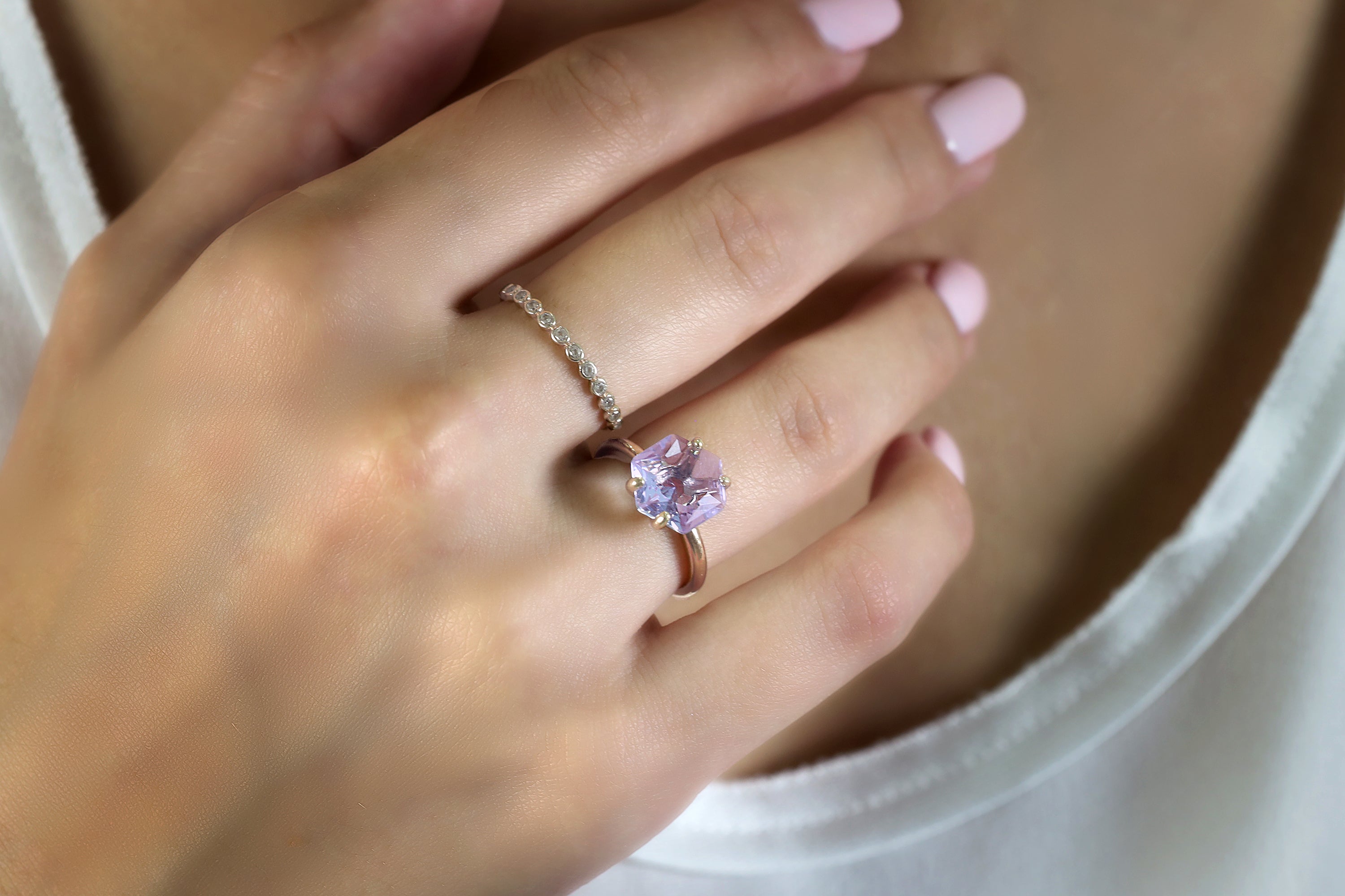 Hexagon Cut Tanzanite in 14K Gold Filled Ring Rings Anemone Unique
