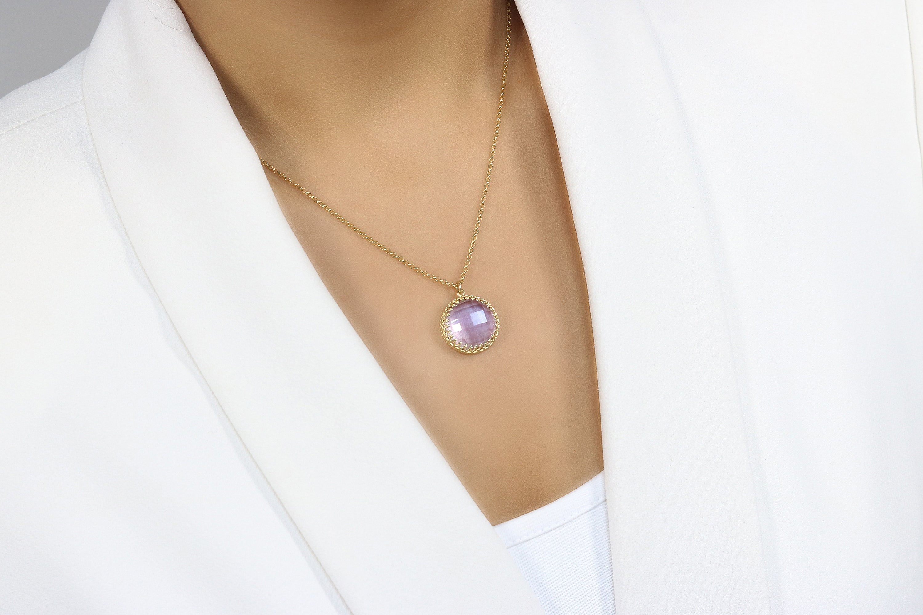 Sleek Gold Blue Tanzanite Necklace necklaces Anemone Jewelry