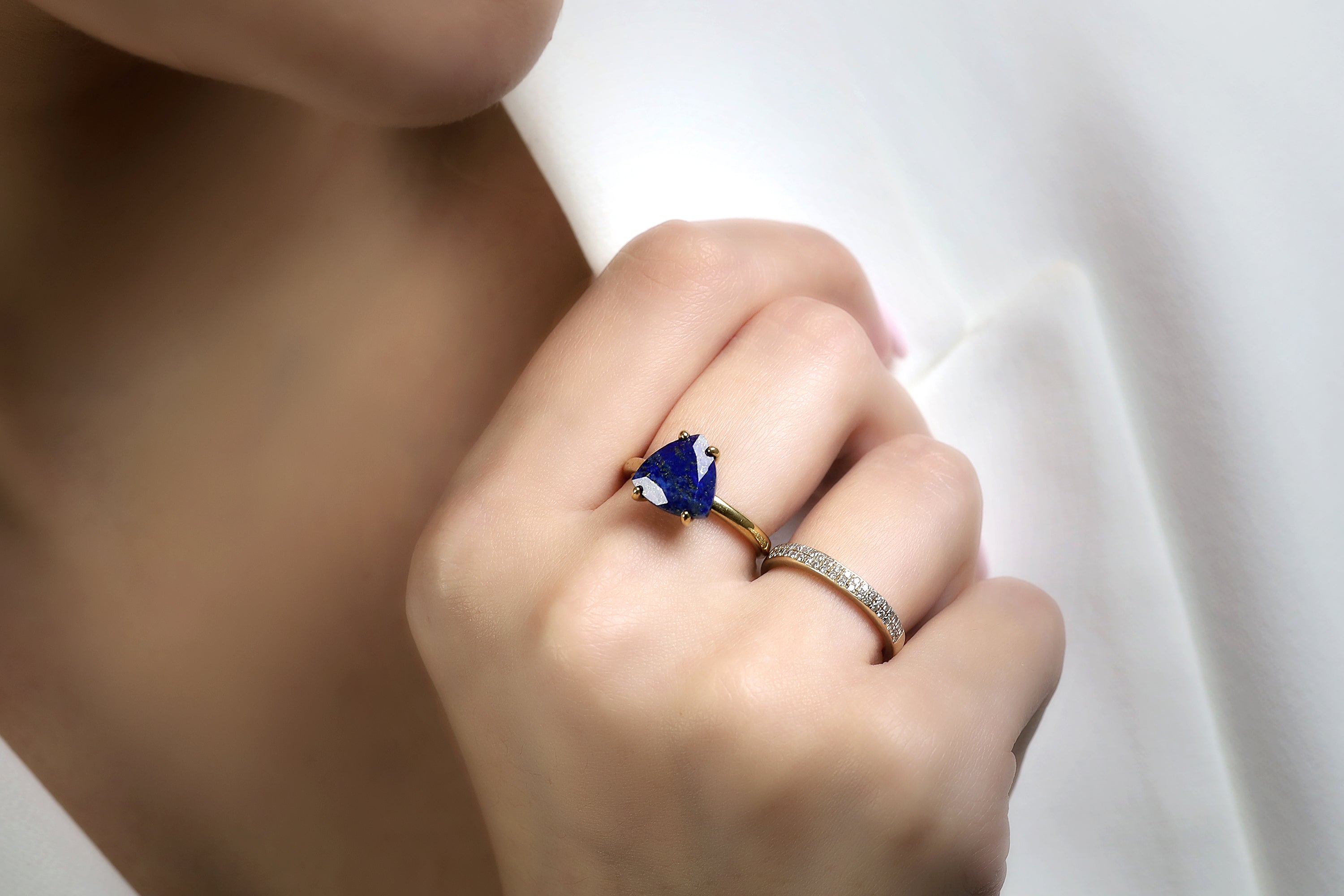 Shiny Rose Gold Lapis Lazuli Ring Rings Anemone Unique