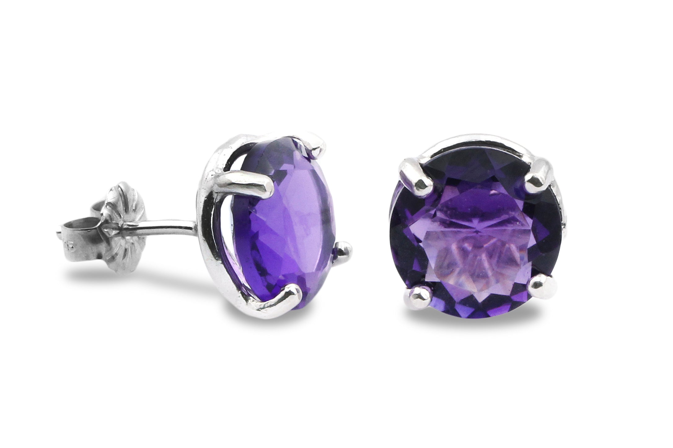 Elegant Amethyst Sterling Silver Stud Earrings Earrings Anemone Unique