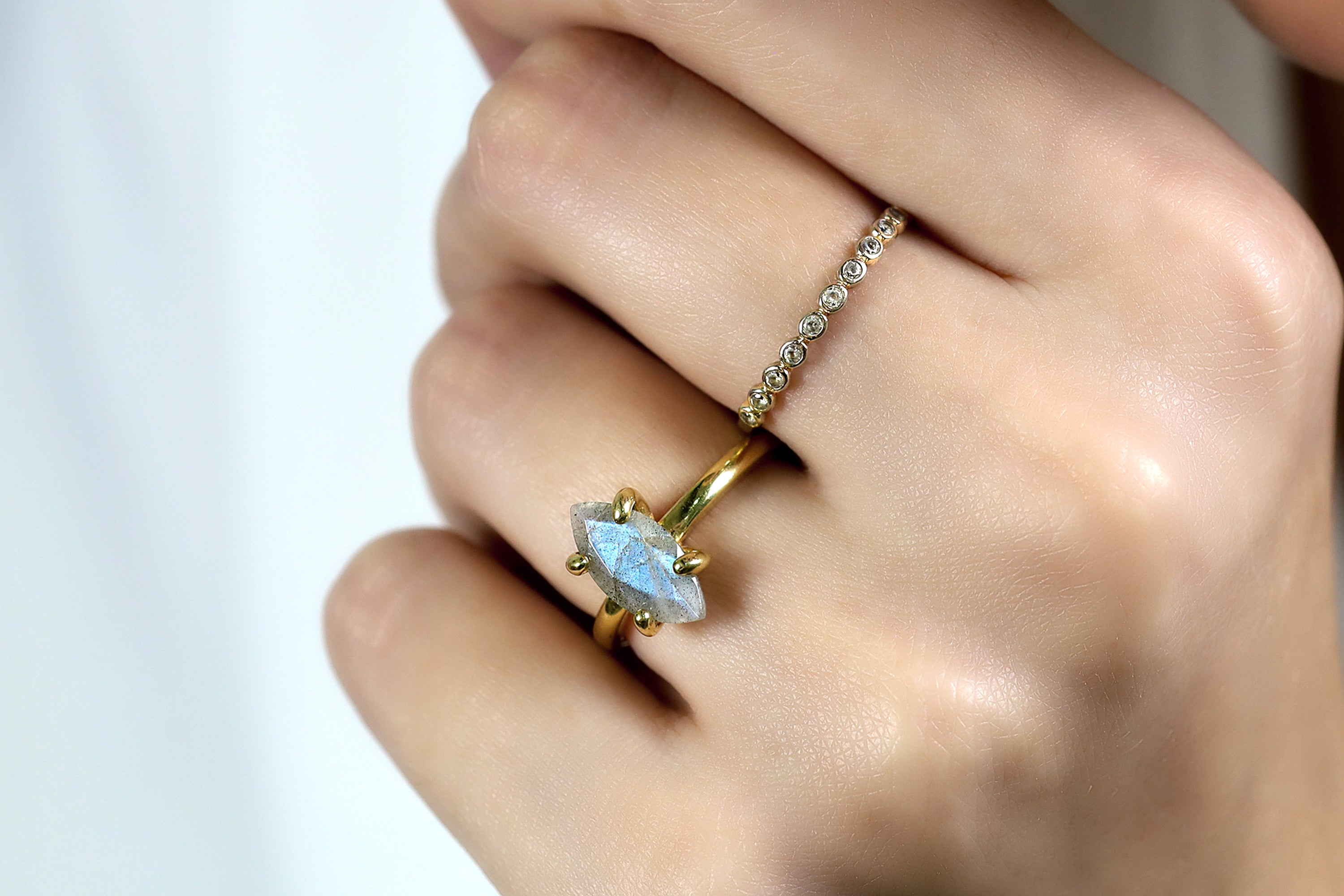 Solitaire Labradorite Ring in 925 Sterling Silver Rings Anemone Unique