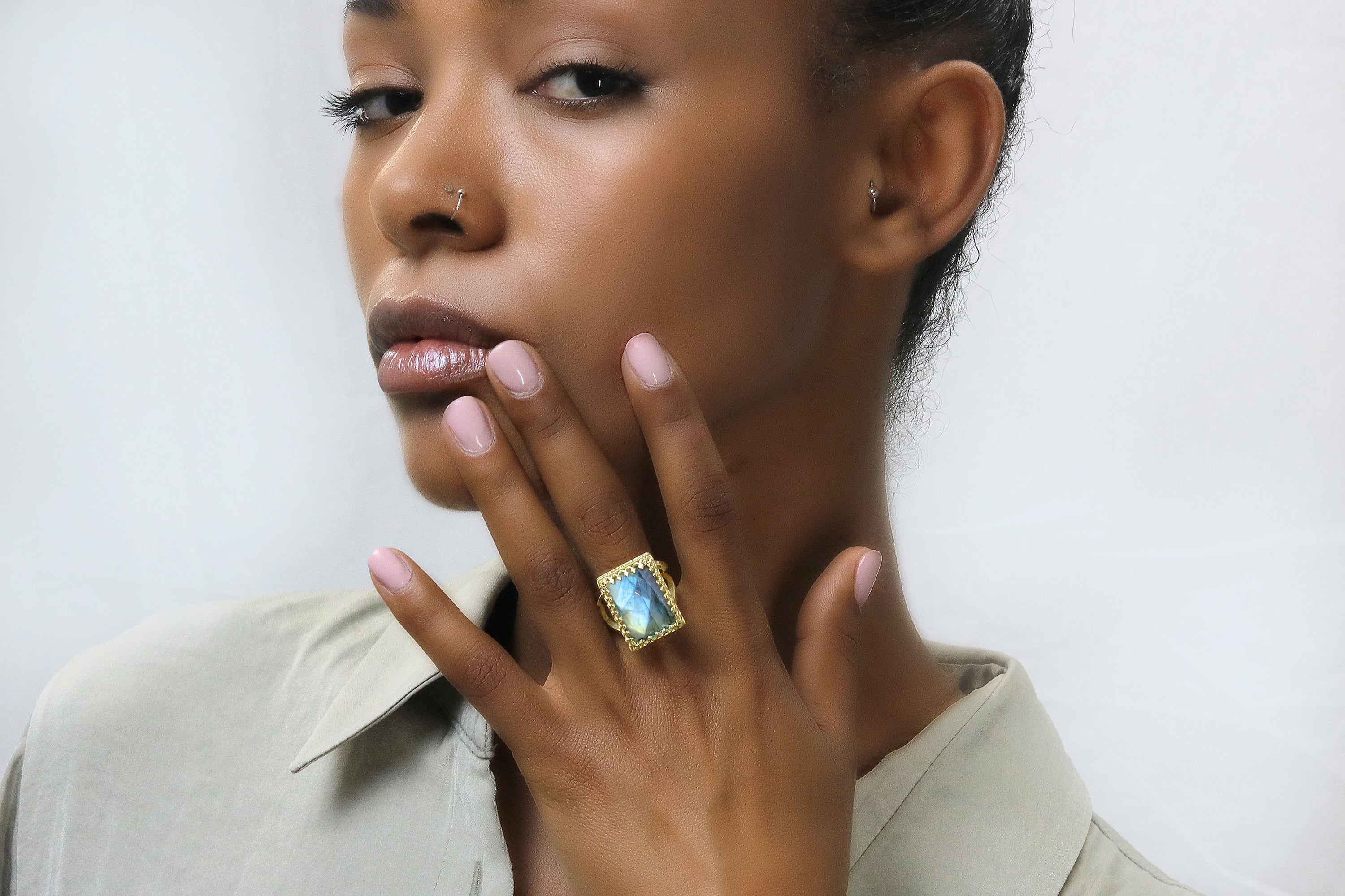 Labradorite in 14k Gold-filled Ring Band Rings Anemone Jewelry