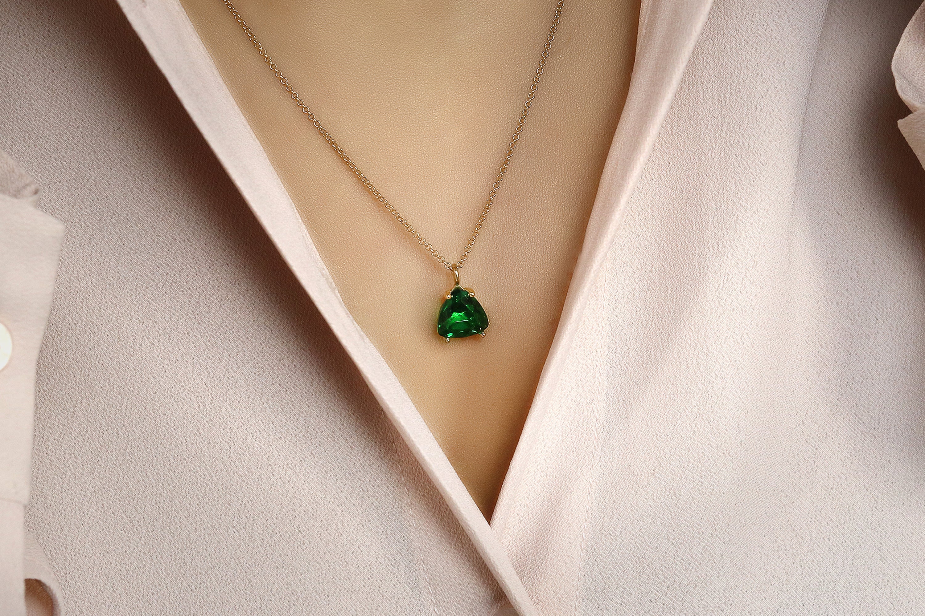 Trillion Emerald Gold Filled Necklace necklaces Anemone Unique