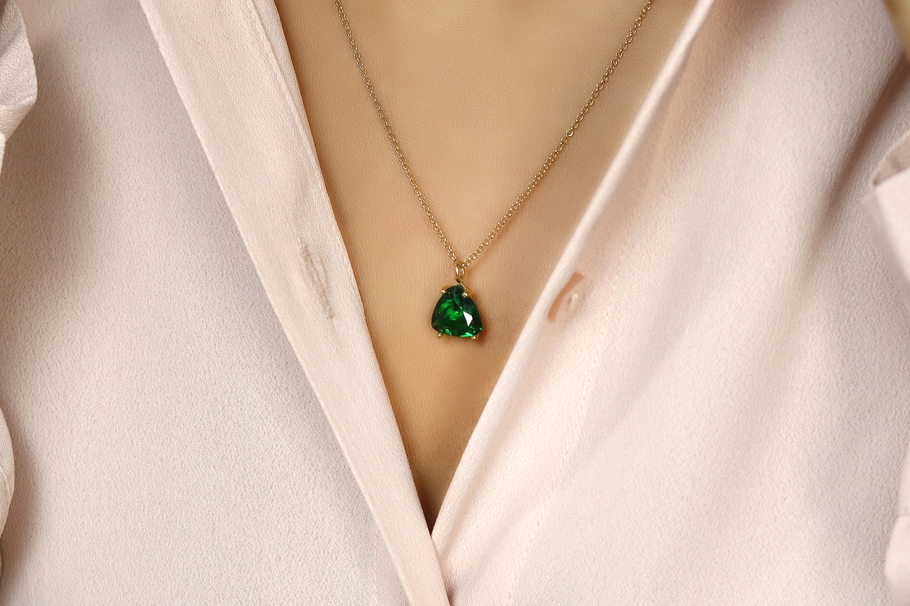 Trillion Emerald Gold Filled Necklace necklaces Anemone Unique