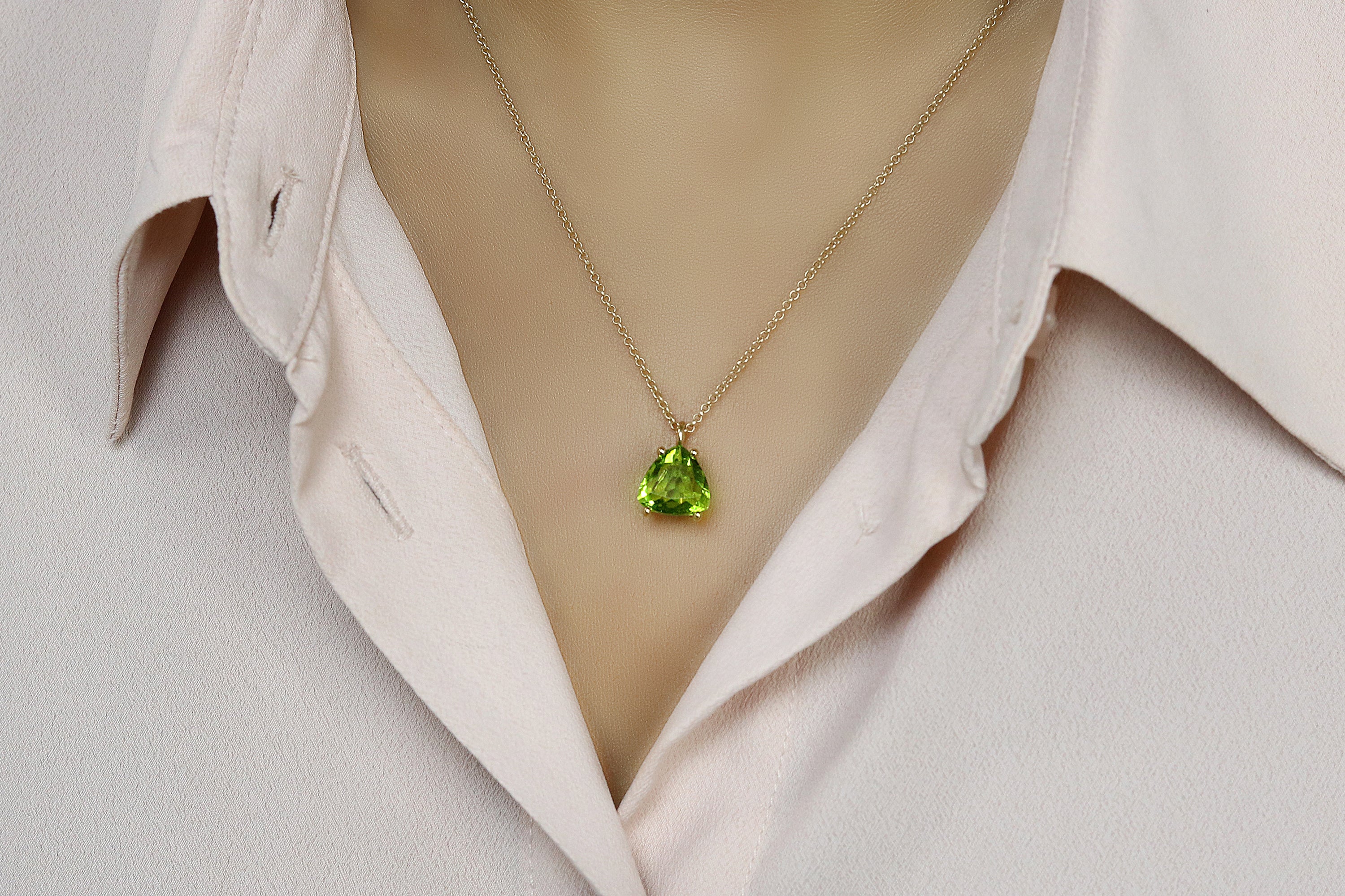 Solitaire Peridot Sterling Silver Necklace necklaces Anemone Unique