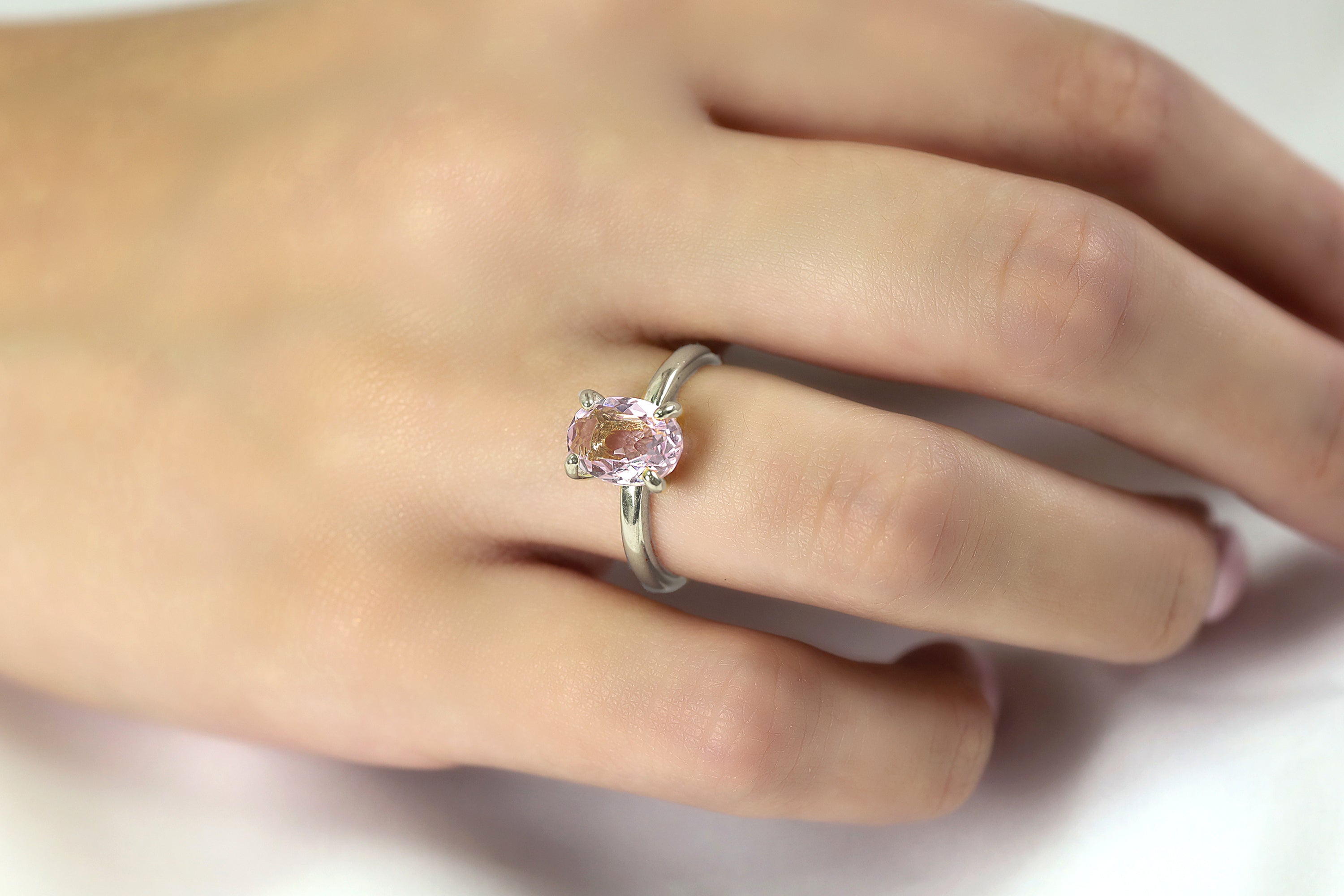 Rose Quartz Oval Cut Silver Ring Rings Anemone Unique