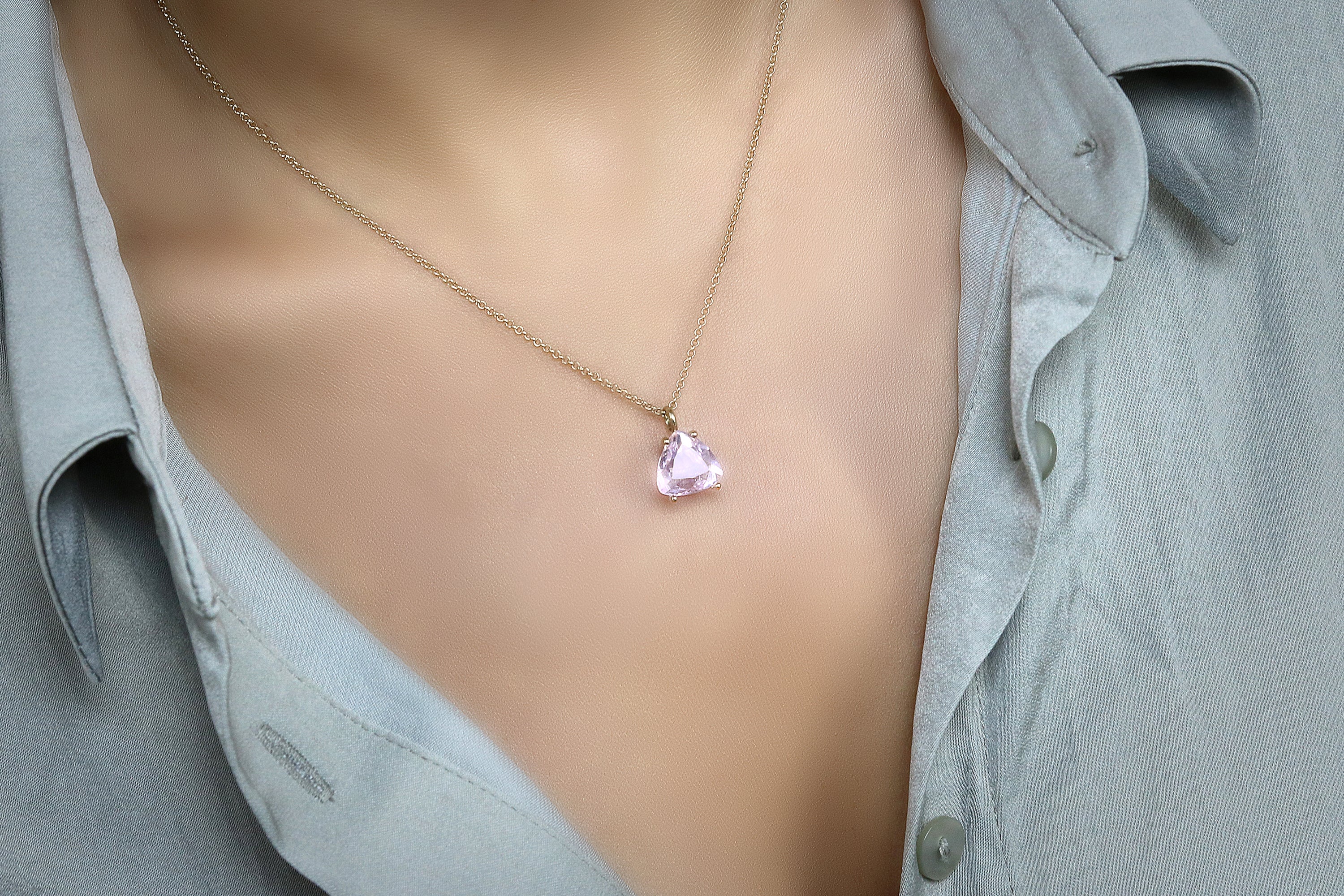 Lustrous Rose Quartz Gold Necklace necklaces Anemone Unique