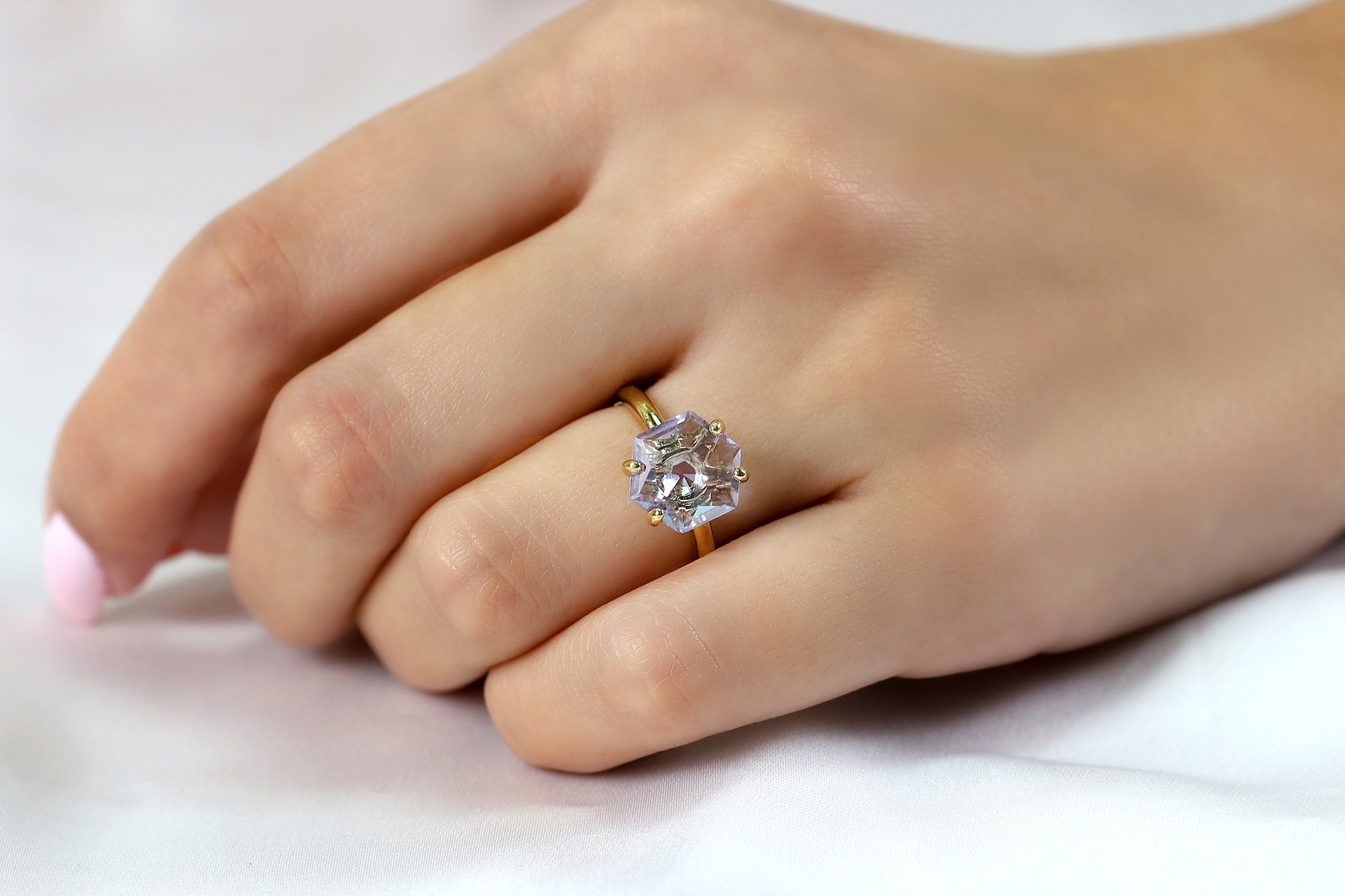 Hexagon Cut Tanzanite in 14K Gold Filled Ring Rings Anemone Unique