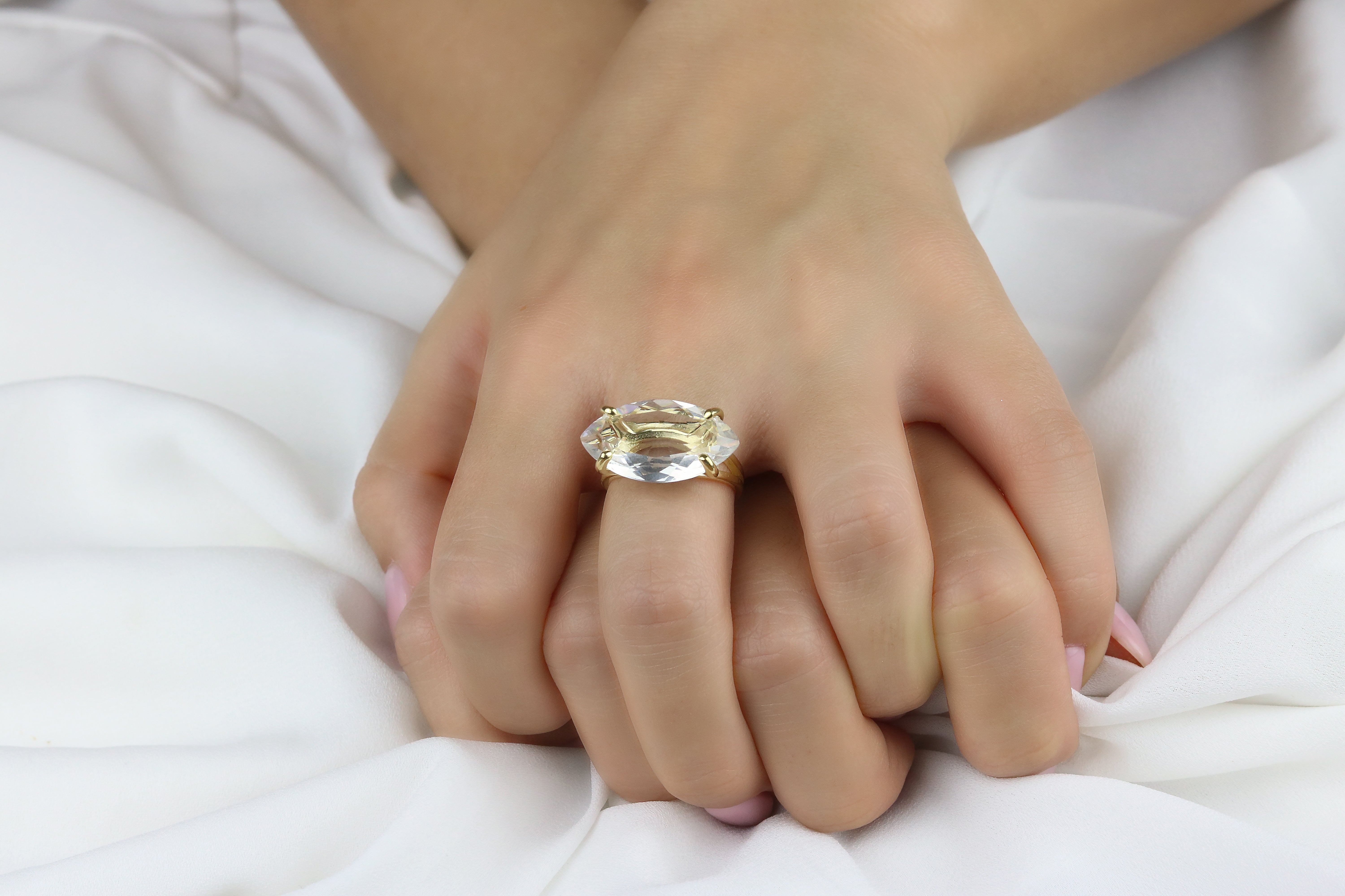 14k Gold Filled Clear Quartz Ring Rings Anemone Jewelry