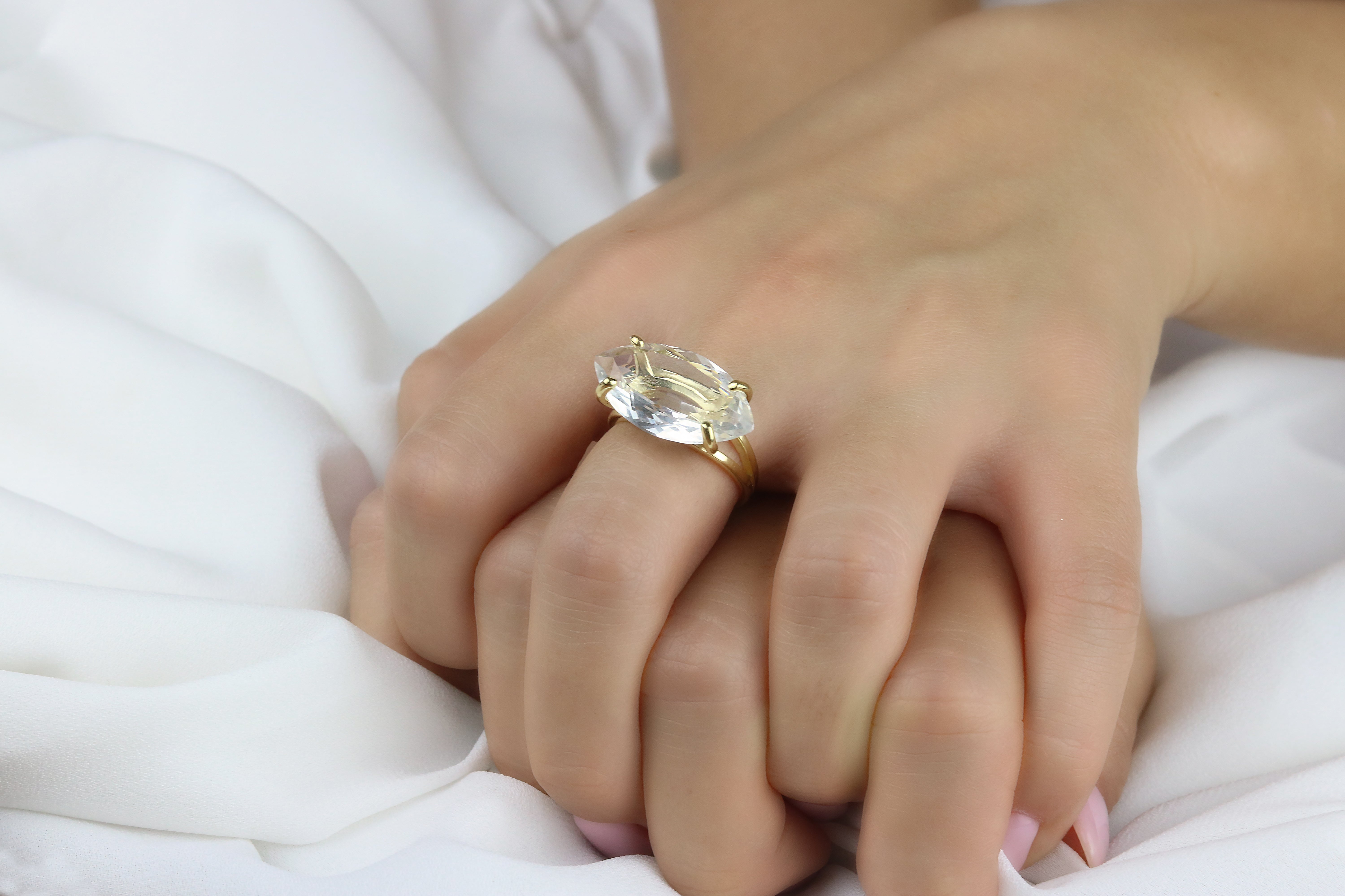 14k Gold Filled Clear Quartz Ring Rings Anemone Jewelry