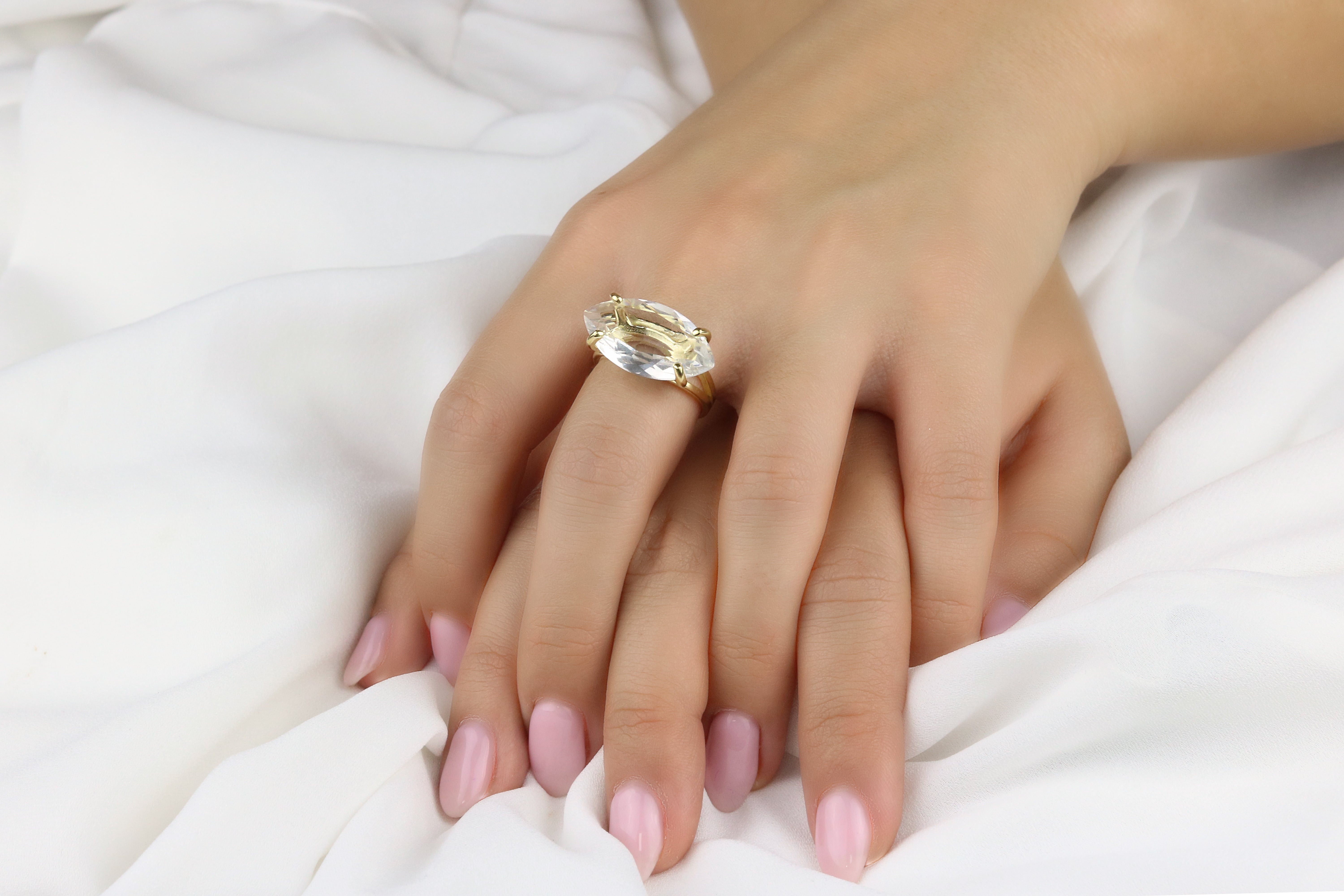 14k Gold Filled Clear Quartz Ring Rings Anemone Jewelry