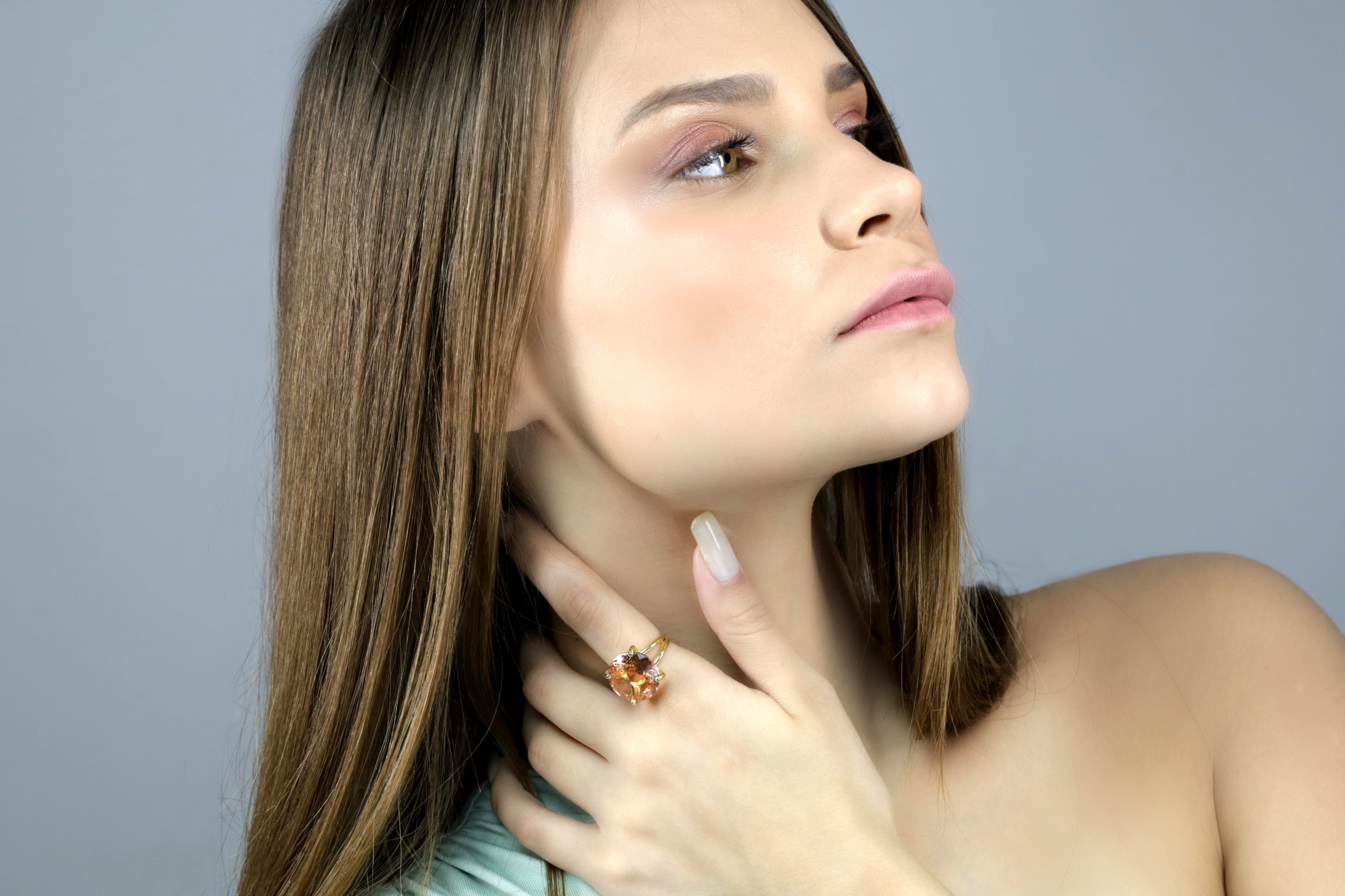 Gold Cocktail Morganite Double Band Ring Rings Anemone Jewelry