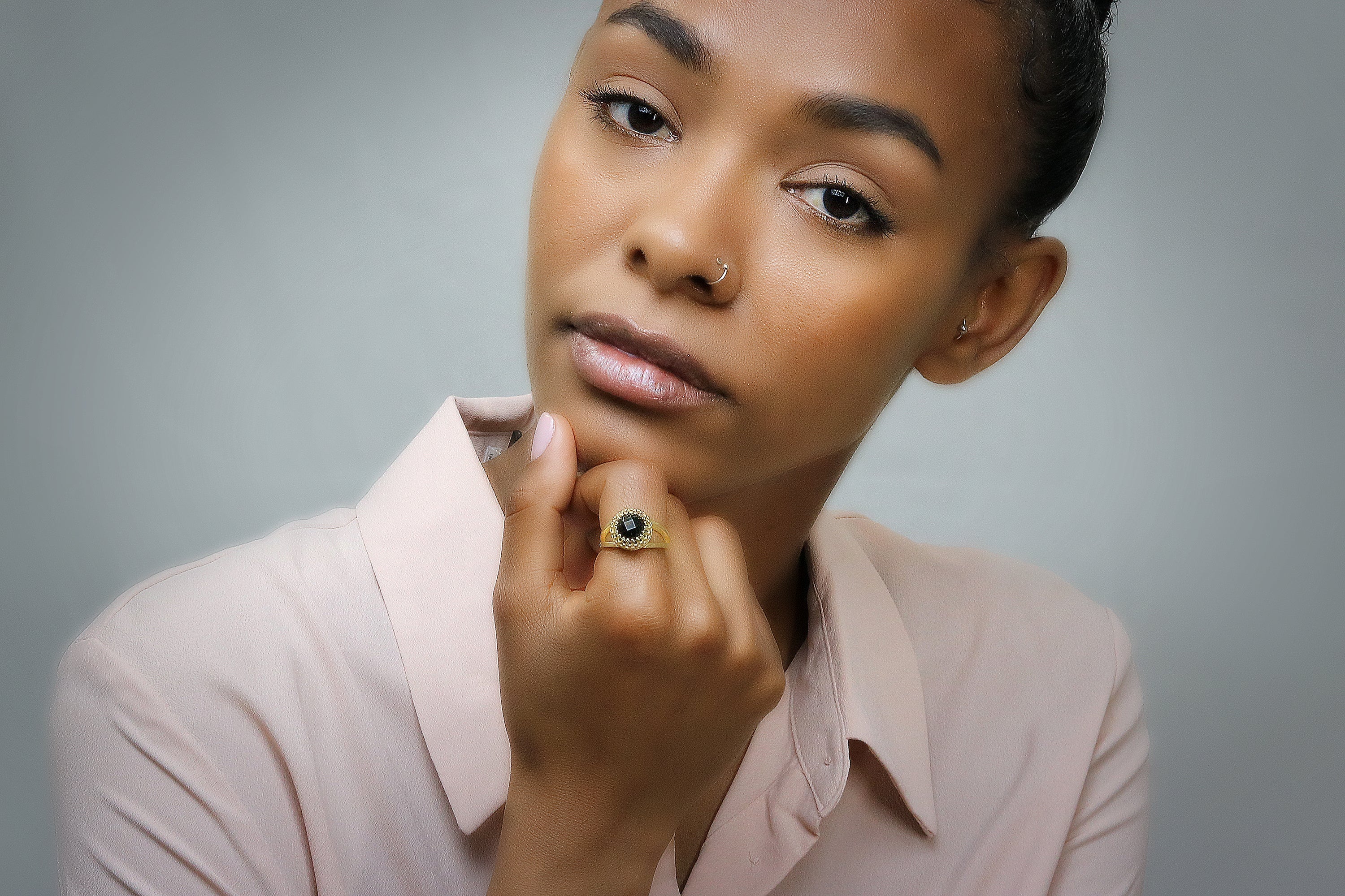 Intricate Onyx Rose Gold Ring Rings Anemone Jewelry