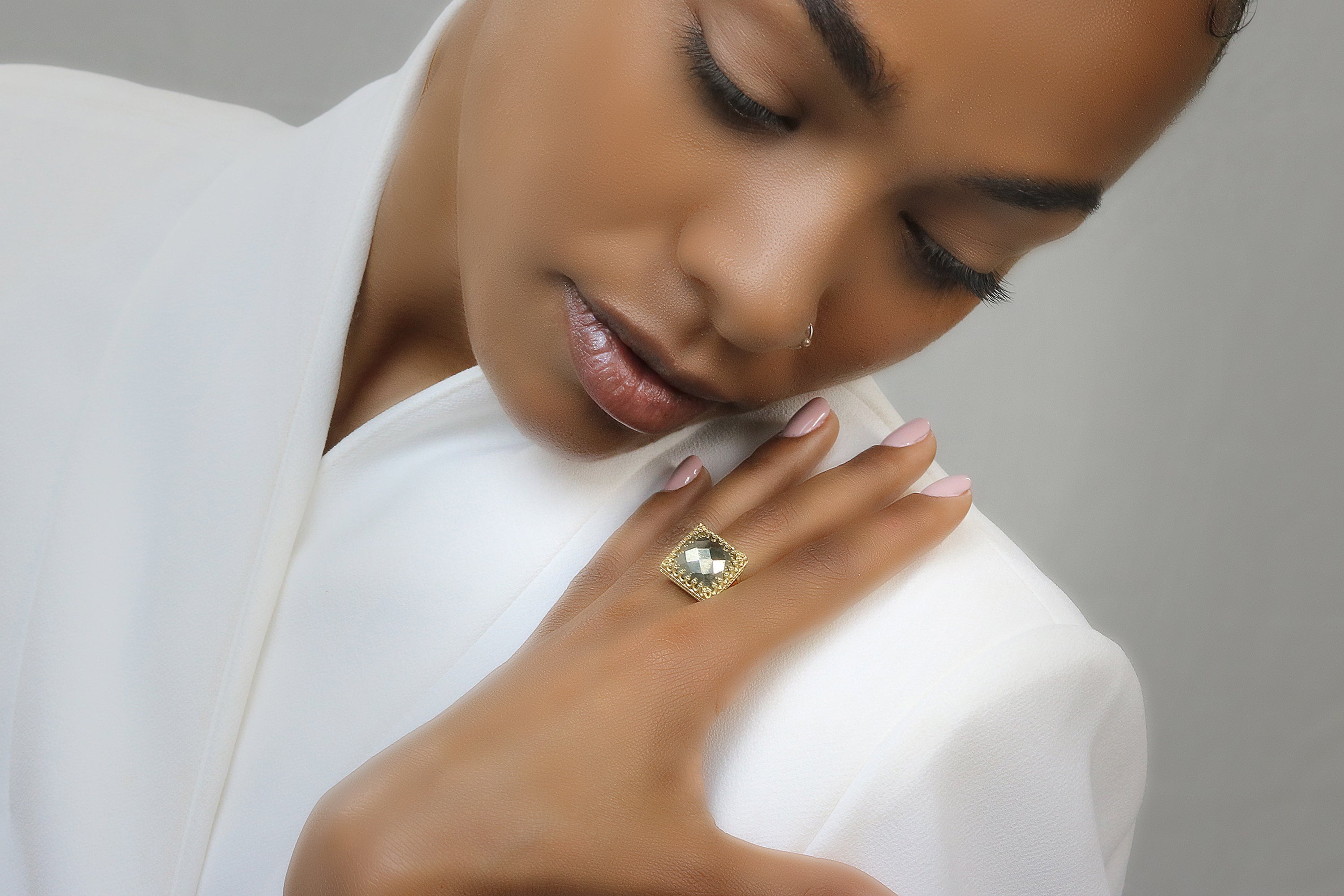 Pyrite Stone Ring in 925 Sterling Silver Rings Anemone Jewelry