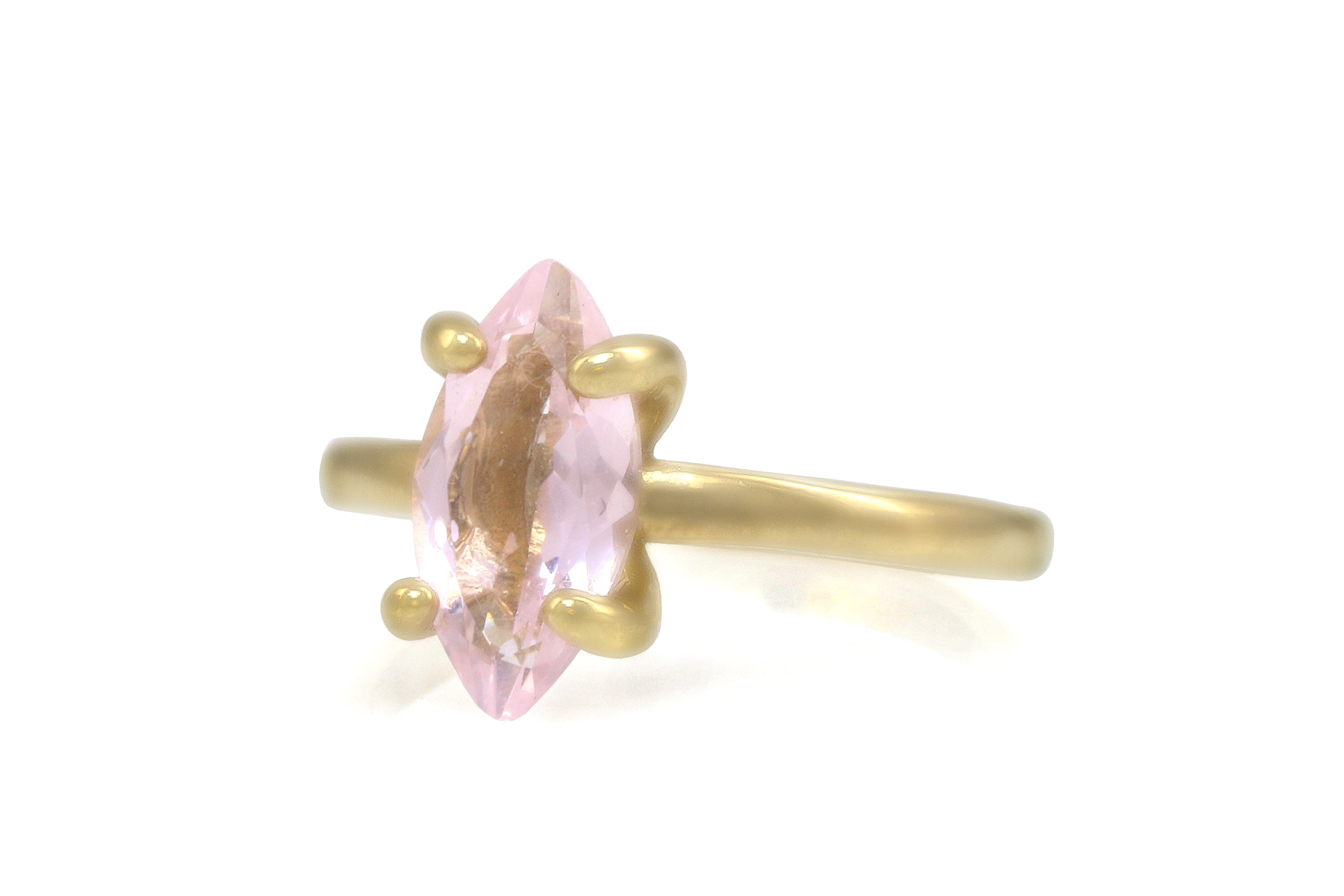 Solitaire Rose Quartz Gold Ring Rings Anemone Unique