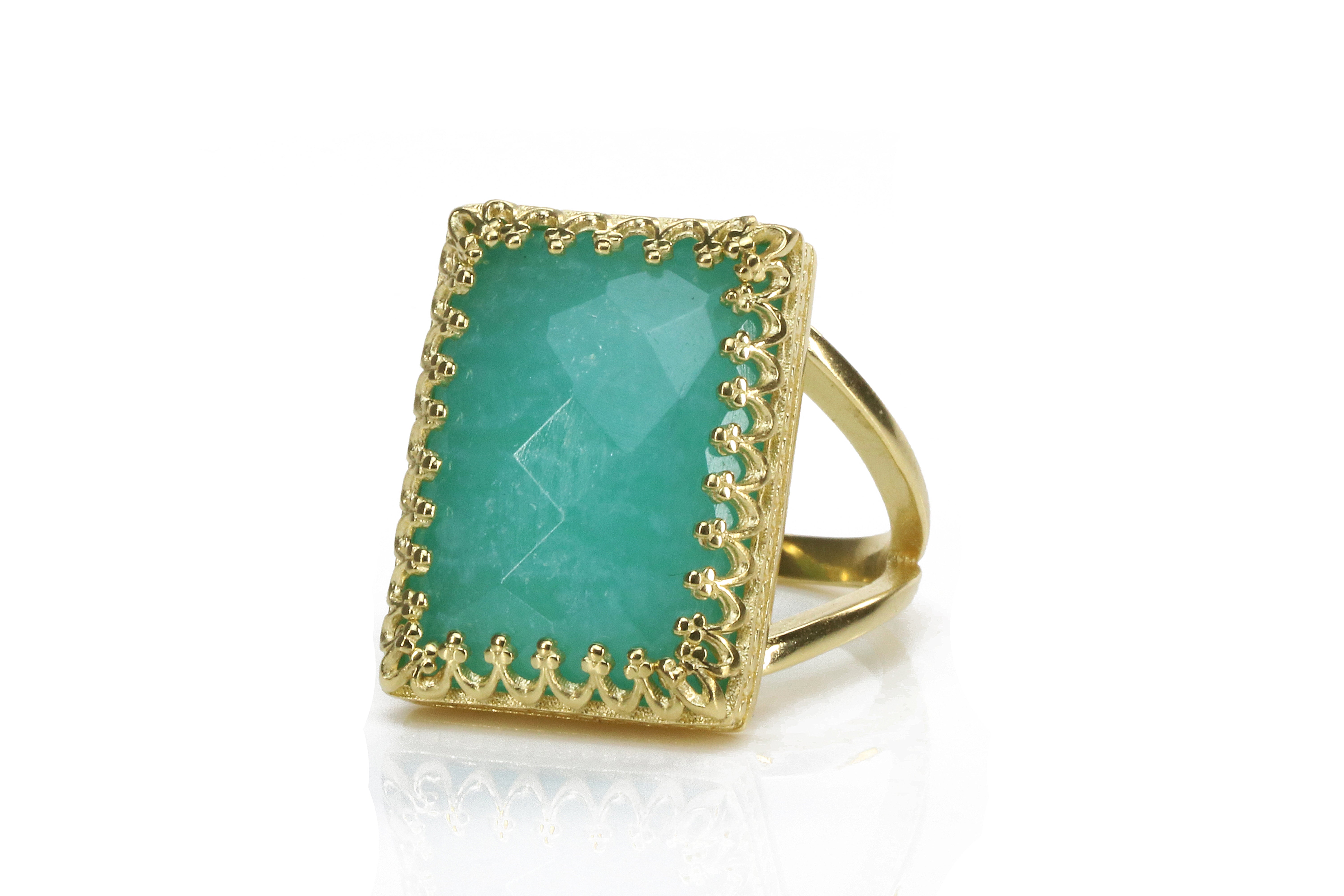 Amazonite Ring in 925 Sterling Silver Rings Anemone Jewelry