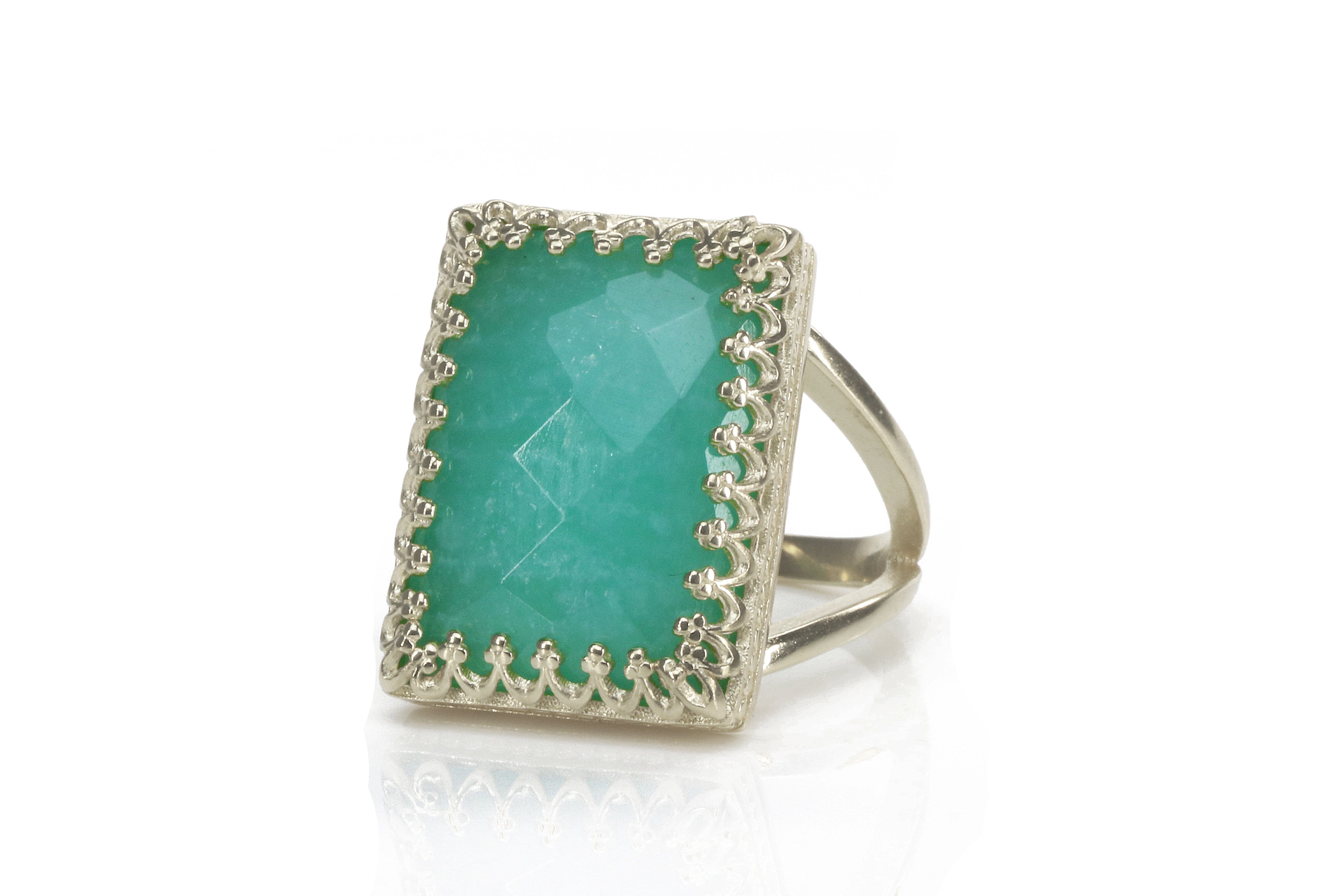 Amazonite Ring in 925 Sterling Silver Rings Anemone Jewelry