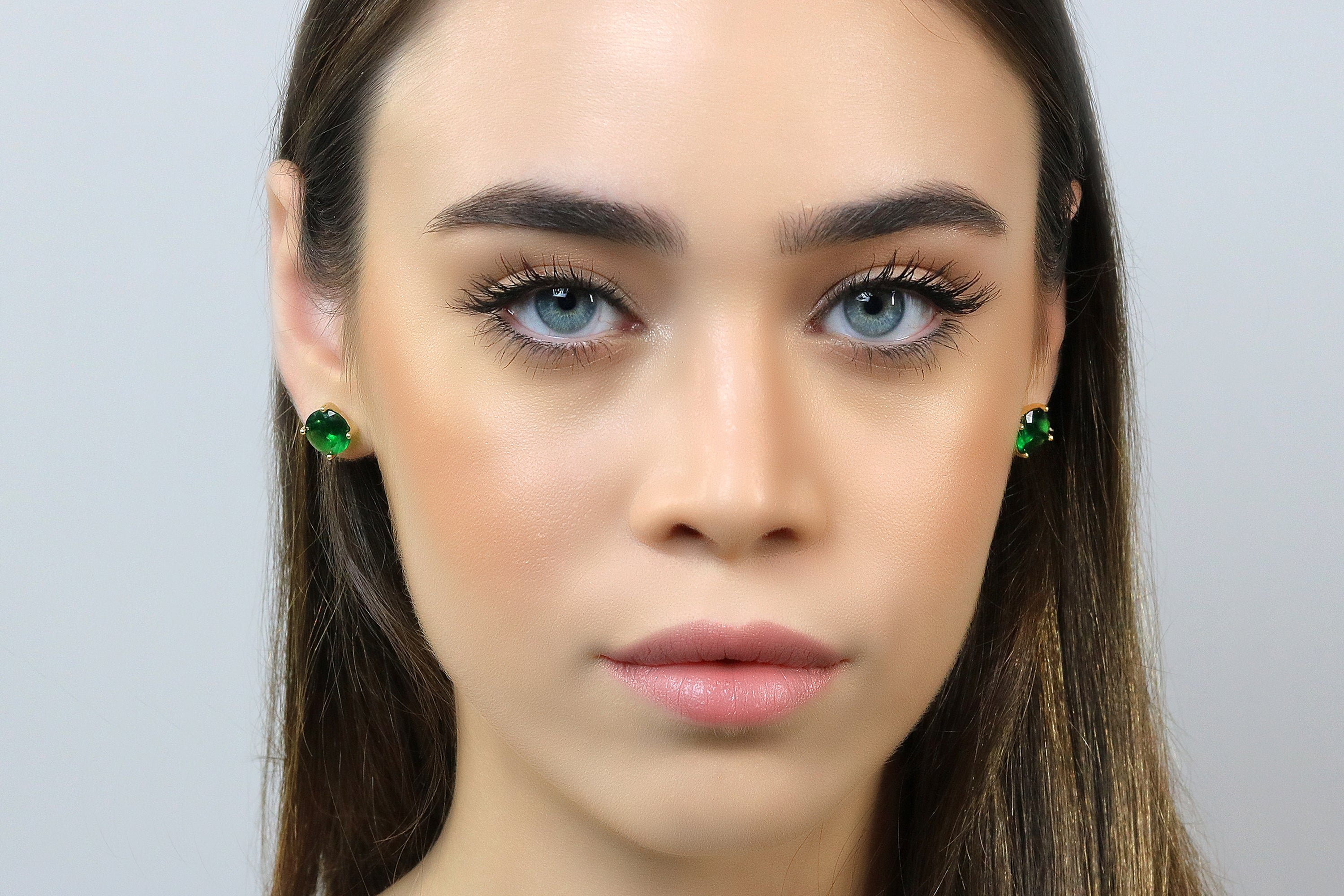 Silver Sterling Emerald Stud Earrings Earrings Anemone Unique