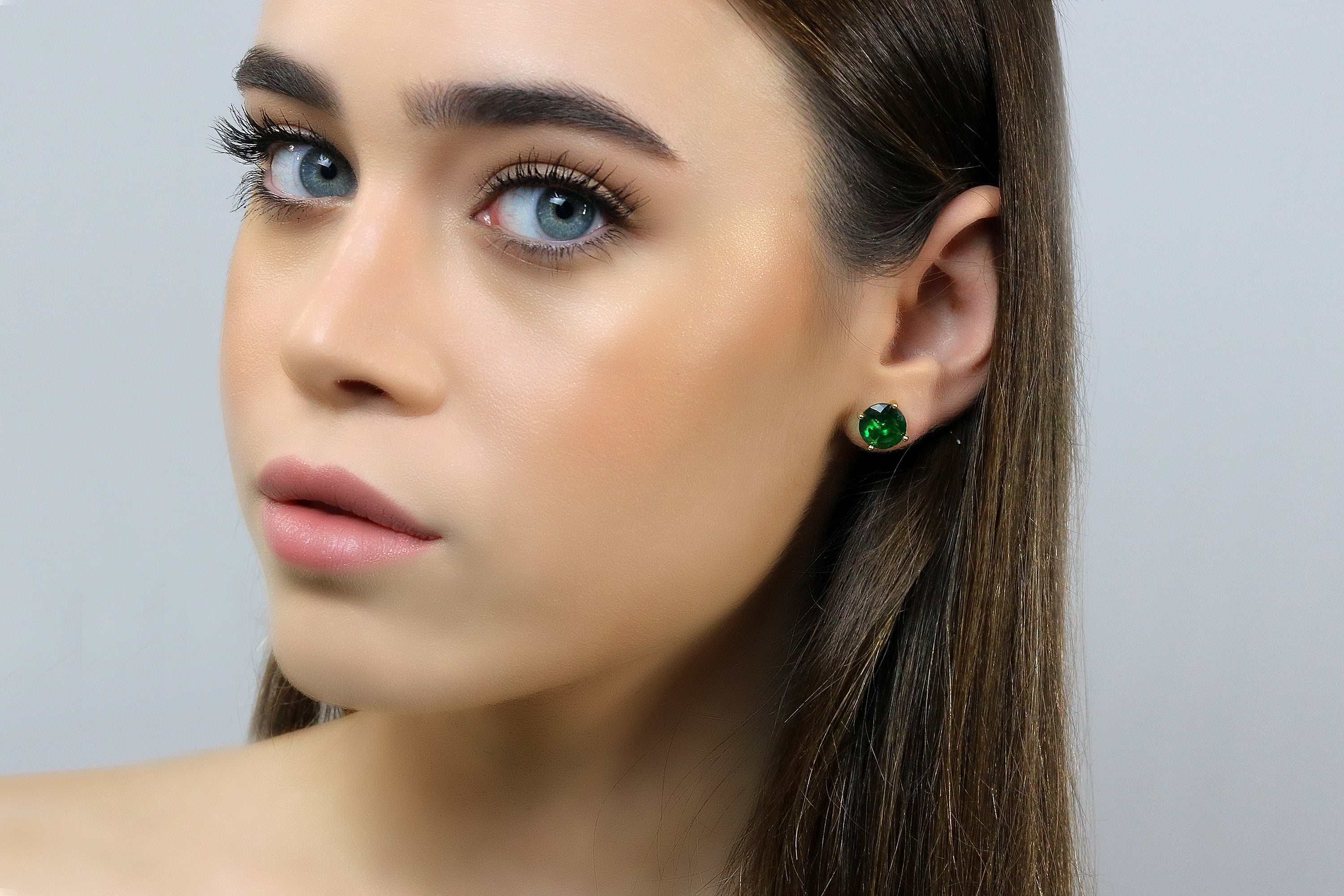 Silver Sterling Emerald Stud Earrings Earrings Anemone Unique