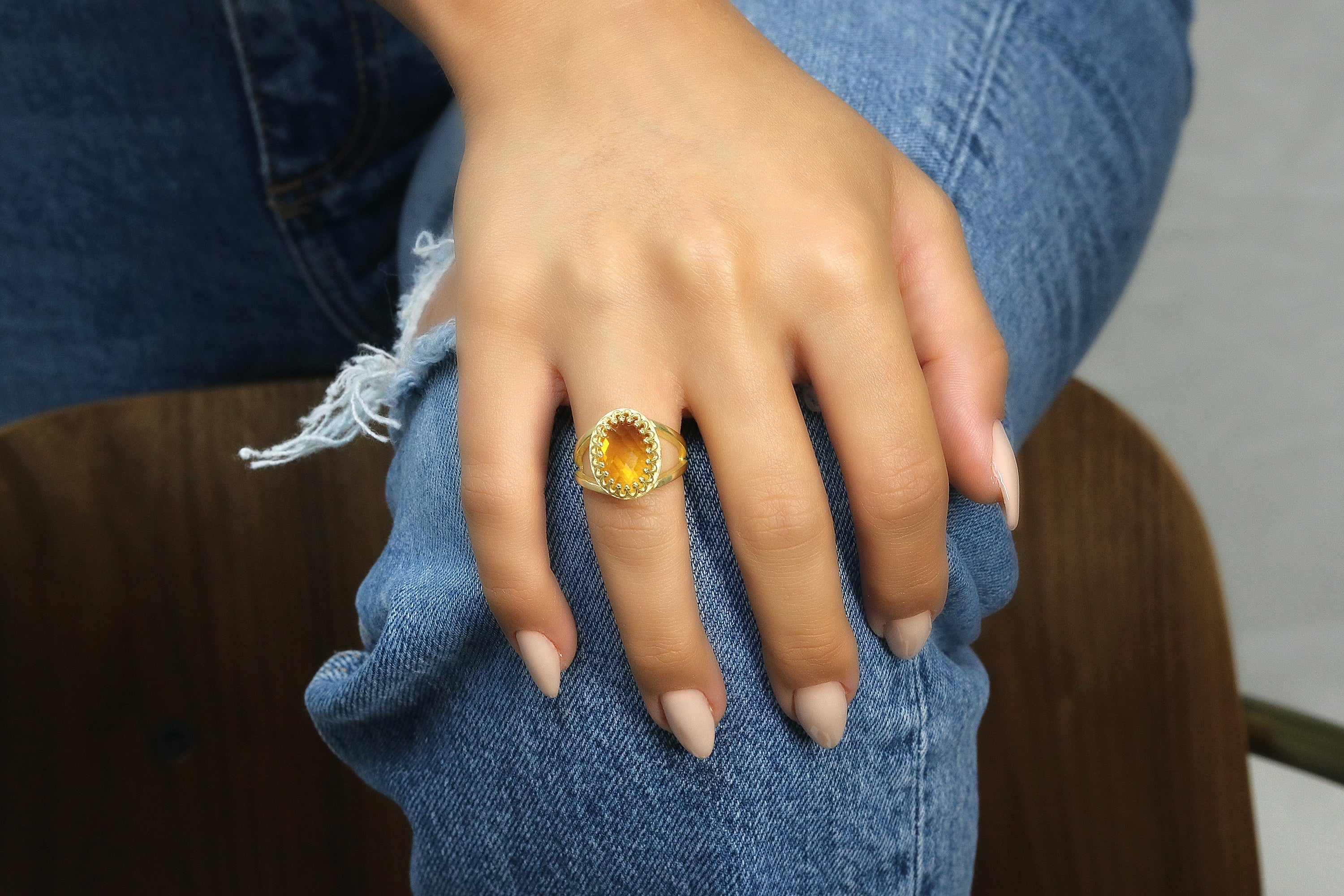 Citrine Ring in 14k Gold-filled Ring Band Rings Anemone Jewelry